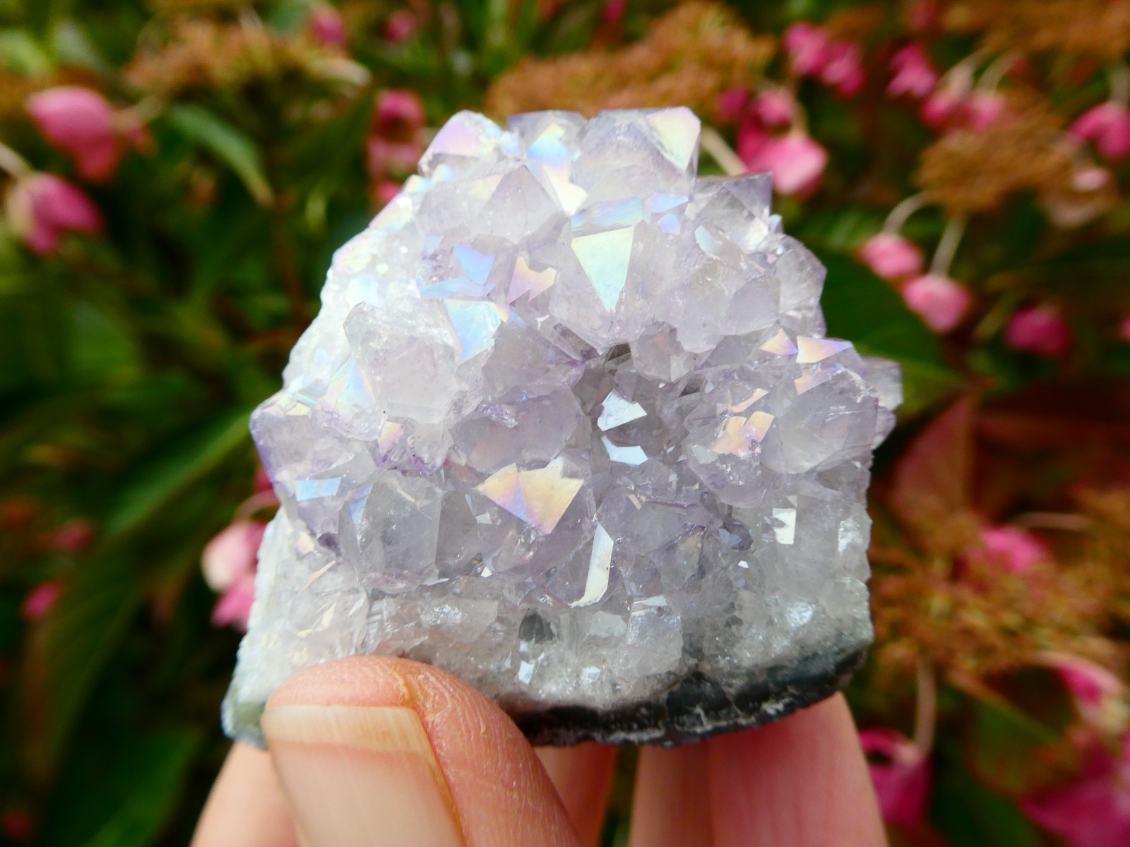 Aura Amethyst Crystal Cluster Multi Points Uruguay & Amethyst Cluster Bed Brazil
