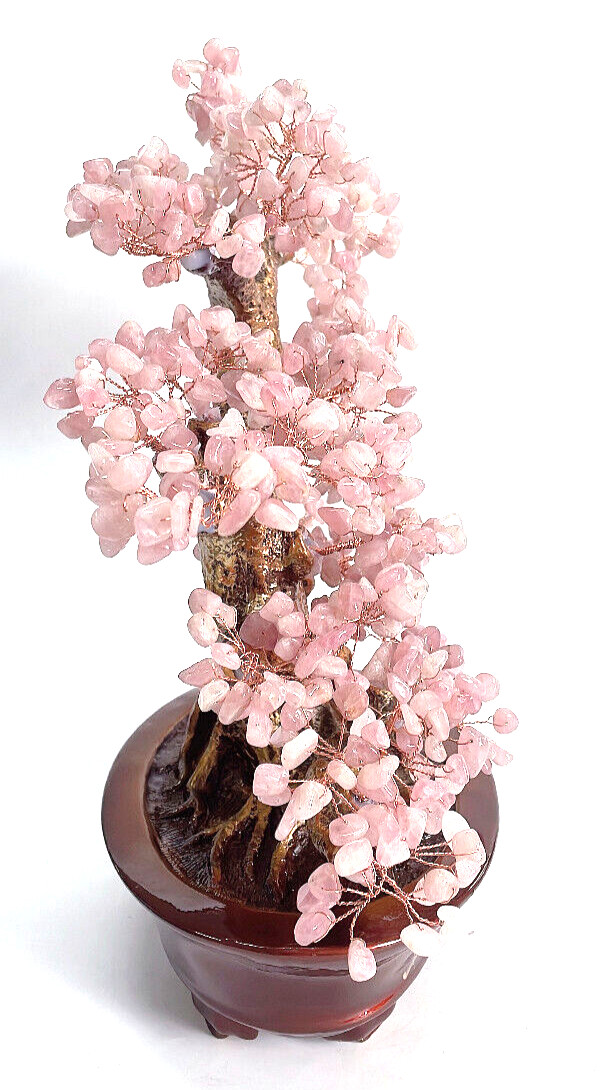 H :14 in Housewarming Gift Natural Rose Quartz Crystal Money Lucky Fortune Treer