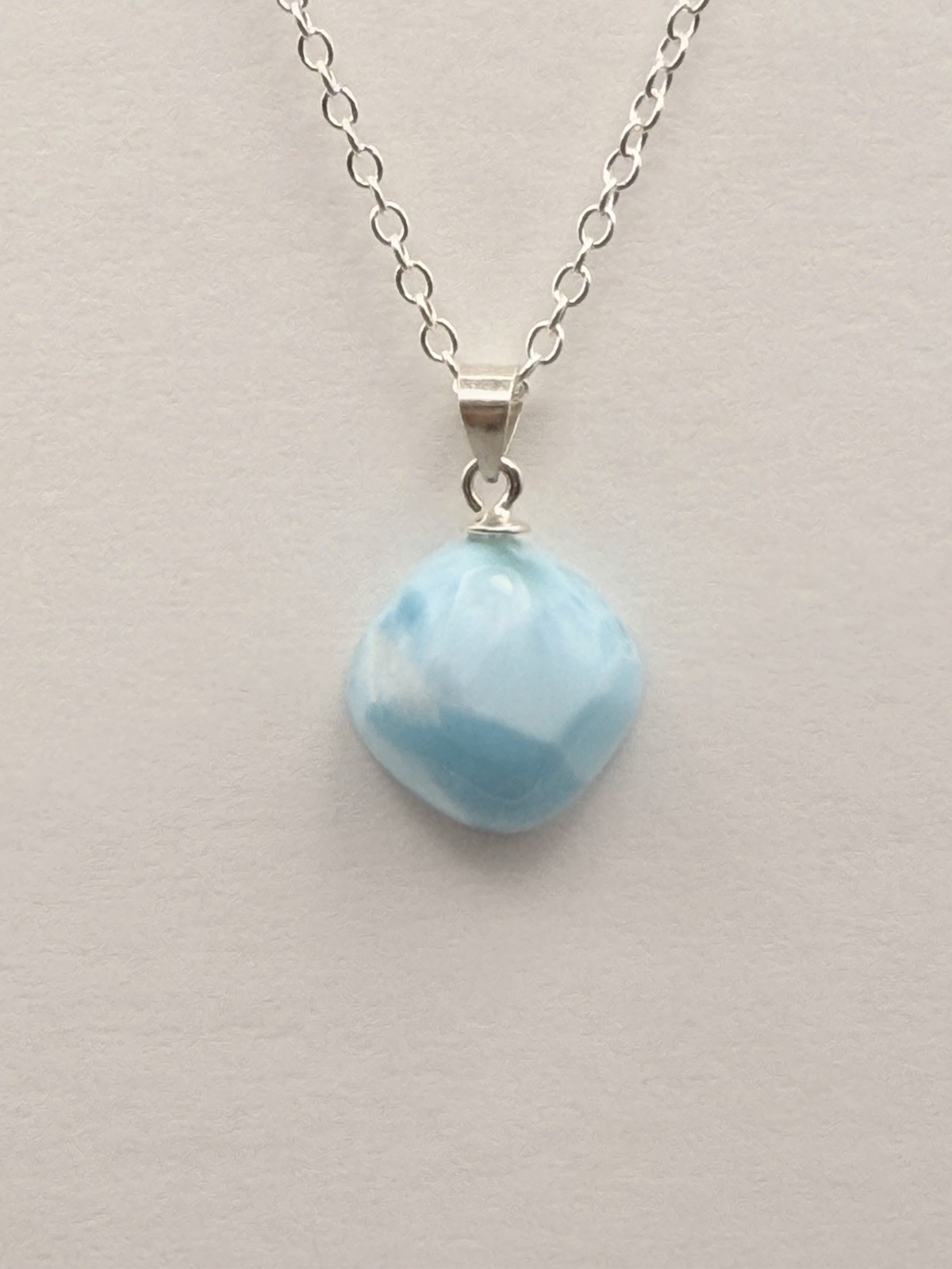 12mm Natural Authentic Larimar Pendant Necklace Crystal Gemstone Reiki Chakra