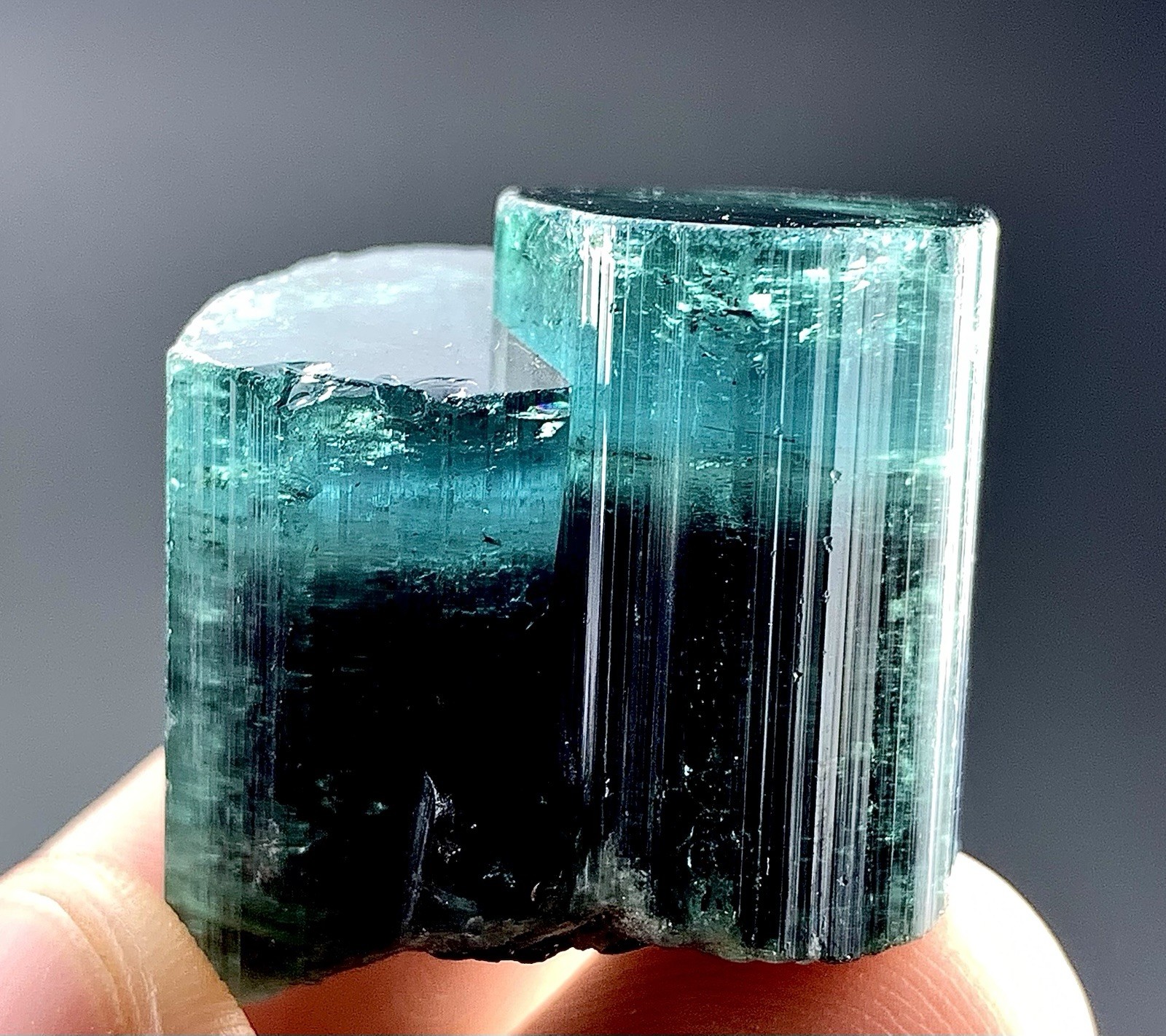 118 Carat Natural Blue Cap Tourmaline Crystal Specimen From Afghanistan