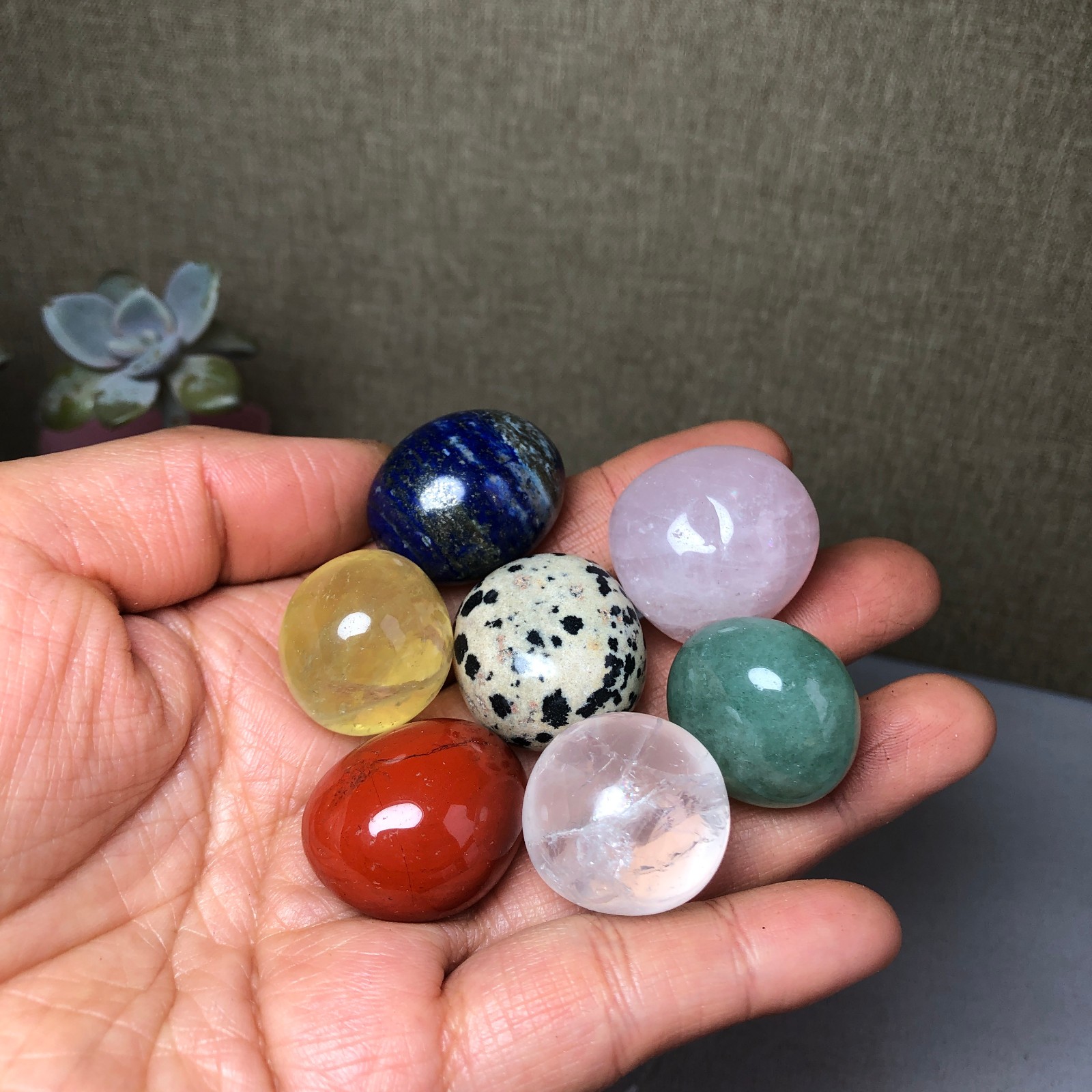 Natural seven different types of crystals Seven Star Array Specimen Base A3021