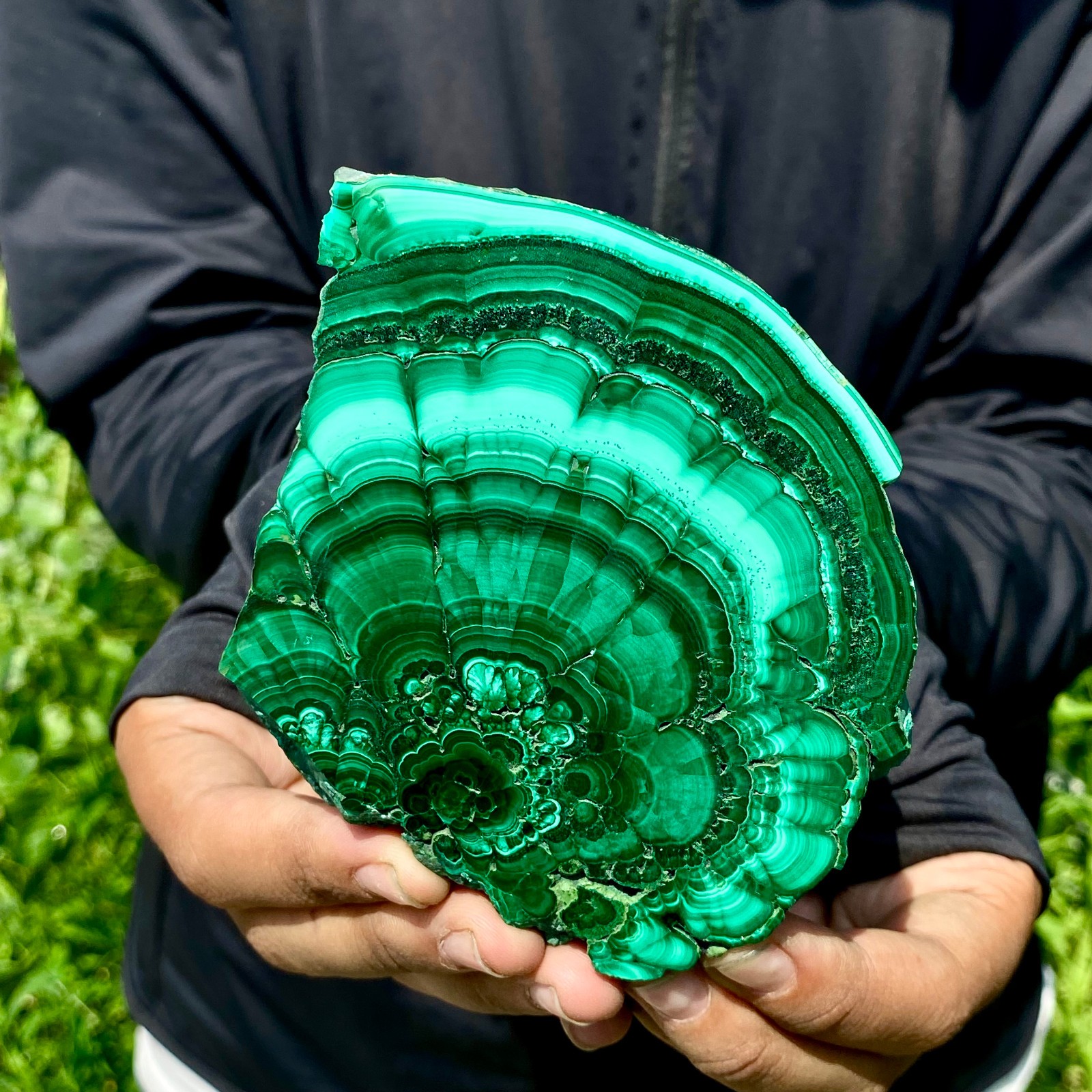 312G Natural malachite slices quartz crystal mineral specimens reiki healing