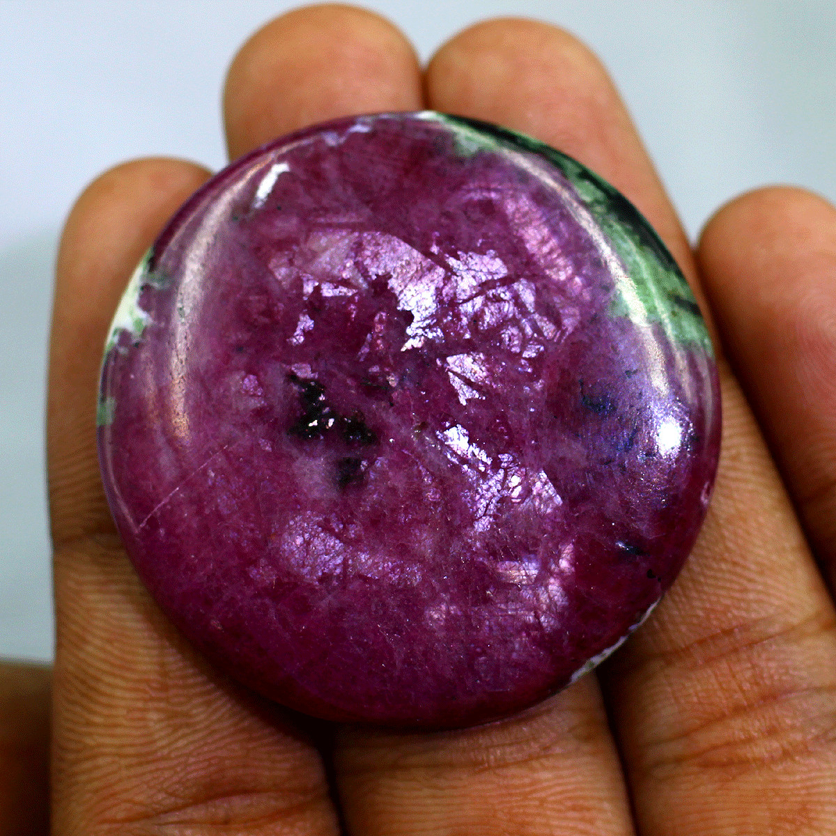 27.81g Natural Flashy Ruby Zoisite Collectible Crystal Coin Palmstone Specimen