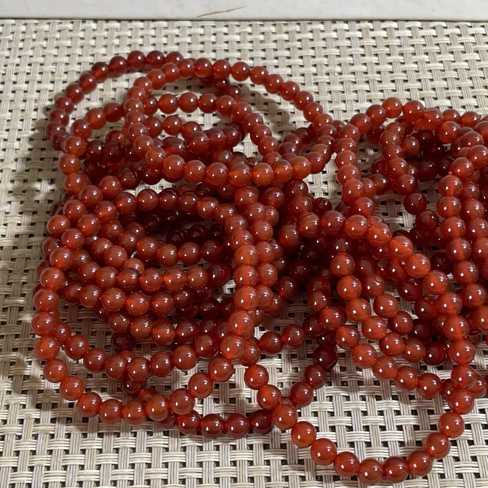 Wholesale 5 Pcs red agate stone 6mm Quartz Crystal Stretch Bracelet