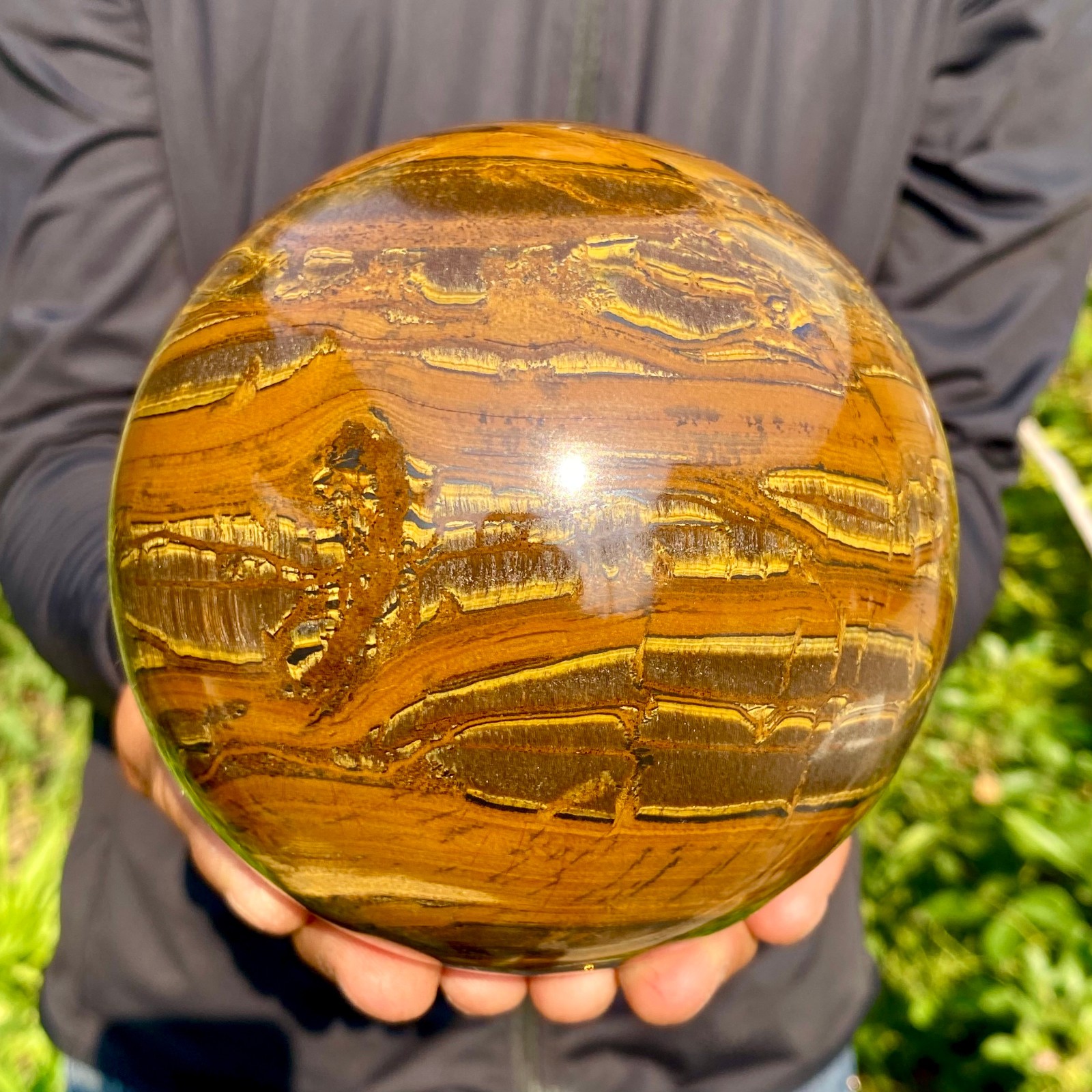 5.95LB Large Natural Tiger Eye Stone Crystal Ball Quartz Healing Sphere Décor