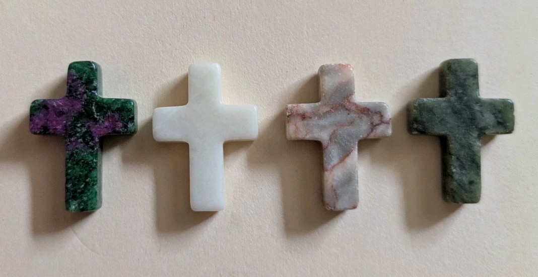 1″ Mini Crystal Crosses Natural Quartz Cross Shaped Worry Stones Charms – #13