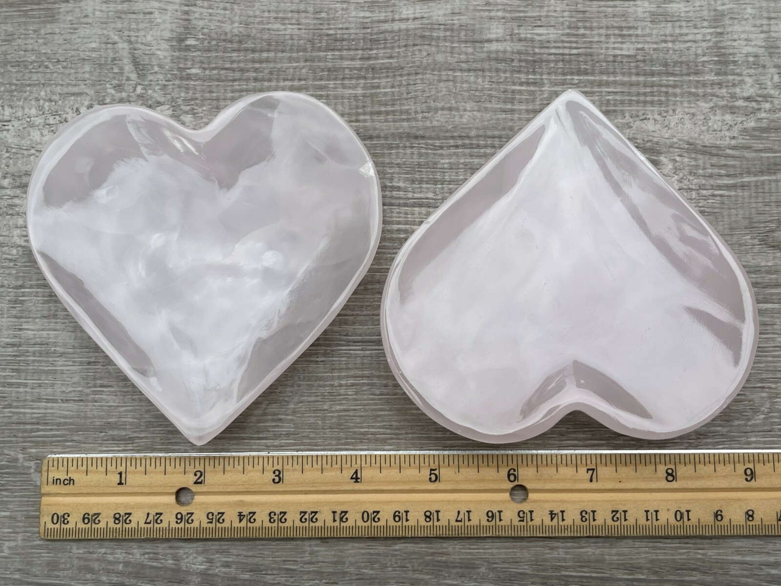 Pink Calcite Heart Bowl, 4″ Calcite Pink Heart Carved Plate,Healing Crystal Bowl