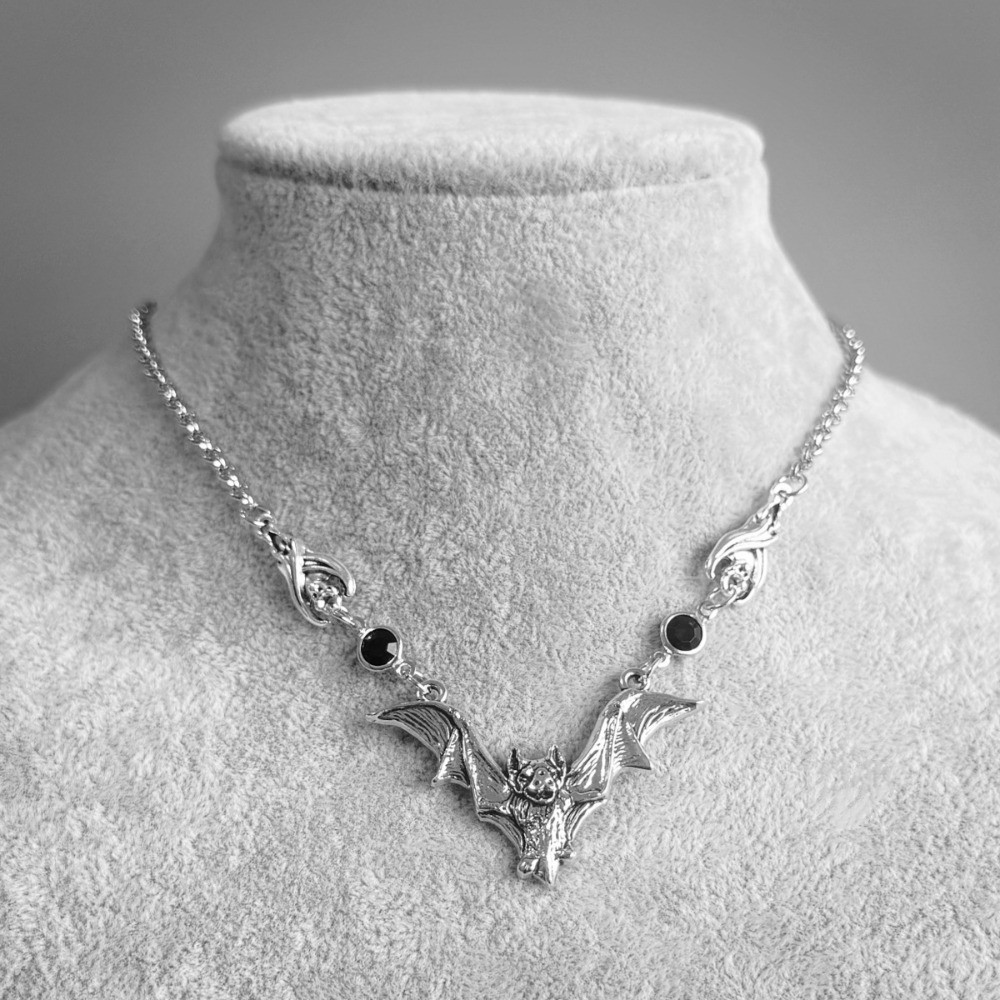 Gothic Black Bat Pendant Necklace – Cool Style , Styles Sent Randomly -1PCS