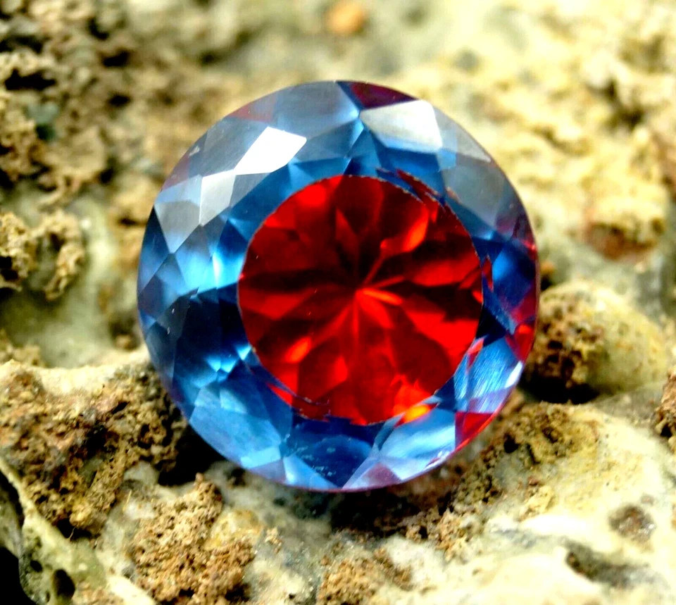 AAA 14 CT+ Natural Pitambari Sapphire Bi-Color Round Cut Loose Gemstone