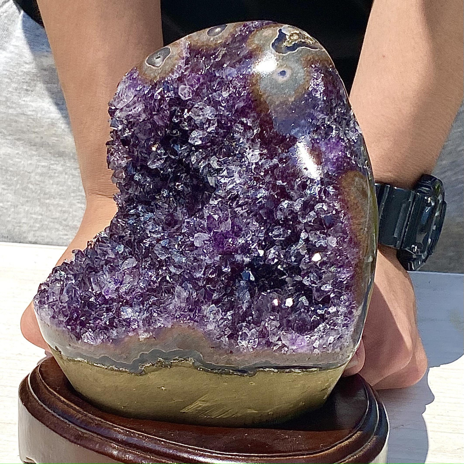 6LB Natural Uruguayan Amethyst Quartz Cave Geode Crystal Specimen Healing+base