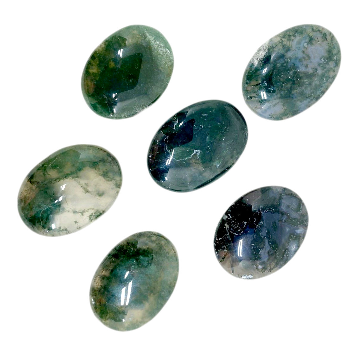 Natural Moss Agate Palm Stone Green Rock Crystal Healing Reiki Polish Worry Ston