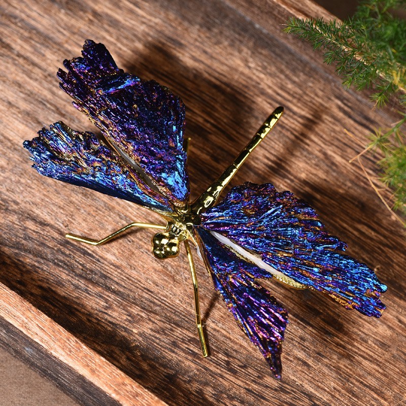 Rainbow Titanium Aura Dragonfly Healing – 3 ” Crystal Animal Statue Home Decor