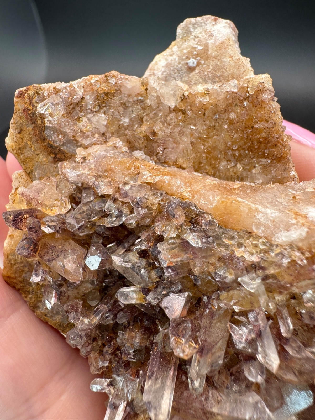 6788 Sunset Phantom Quartz Cluster with Nice Hematite Inclusions India 125g
