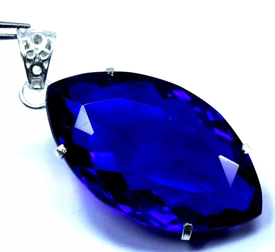 Marquise Cut Natural 90 Ct +Blue Topaz 925 Solid Silver Pendant Loose Gemstone