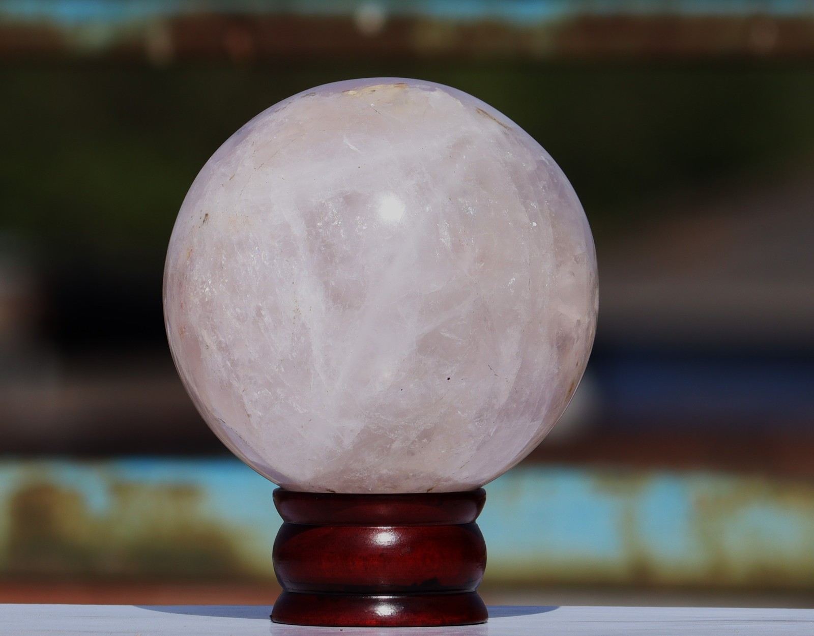 110mm Pink Rose Quartz Crystal Sphere Healing Stone Polished Ball