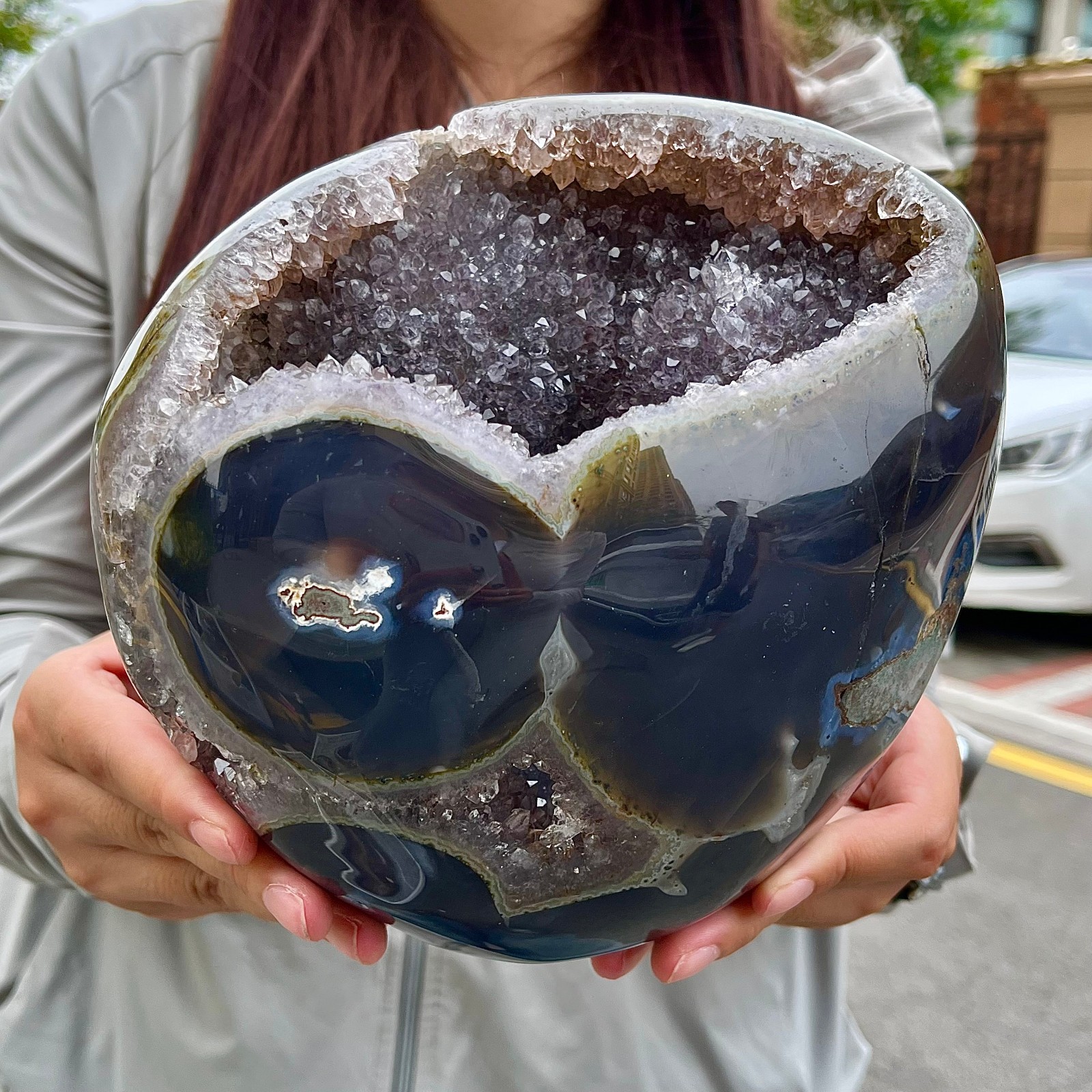 8.99LB High quality amethyst agate coin bags attract wealth crystal specimens