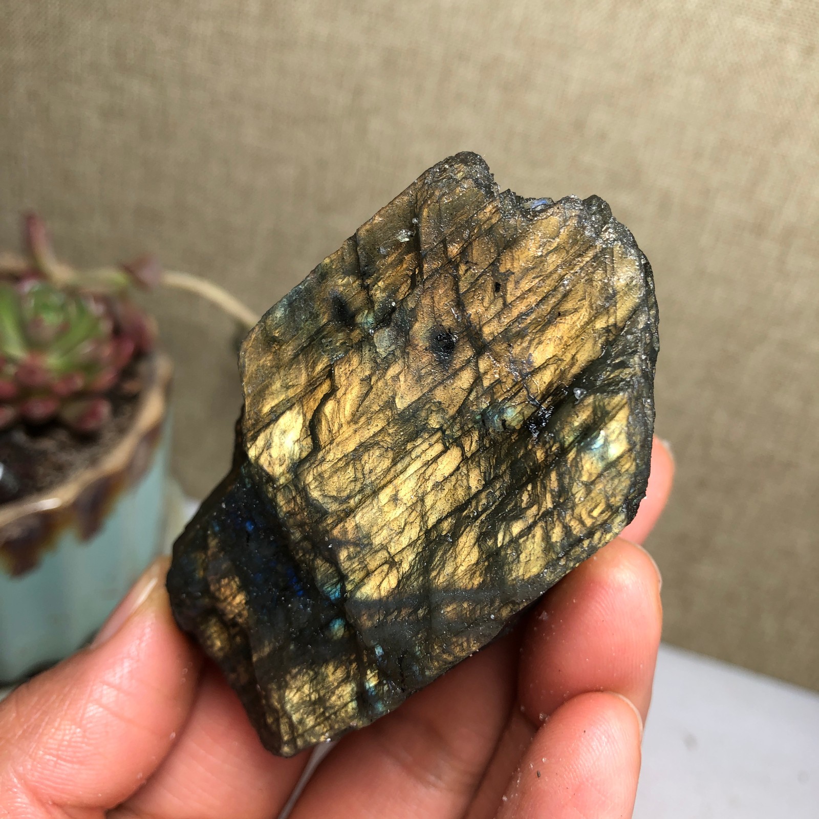 70mm Natural Labradorite Crystal gemstone rough original Specimen 142g A3458