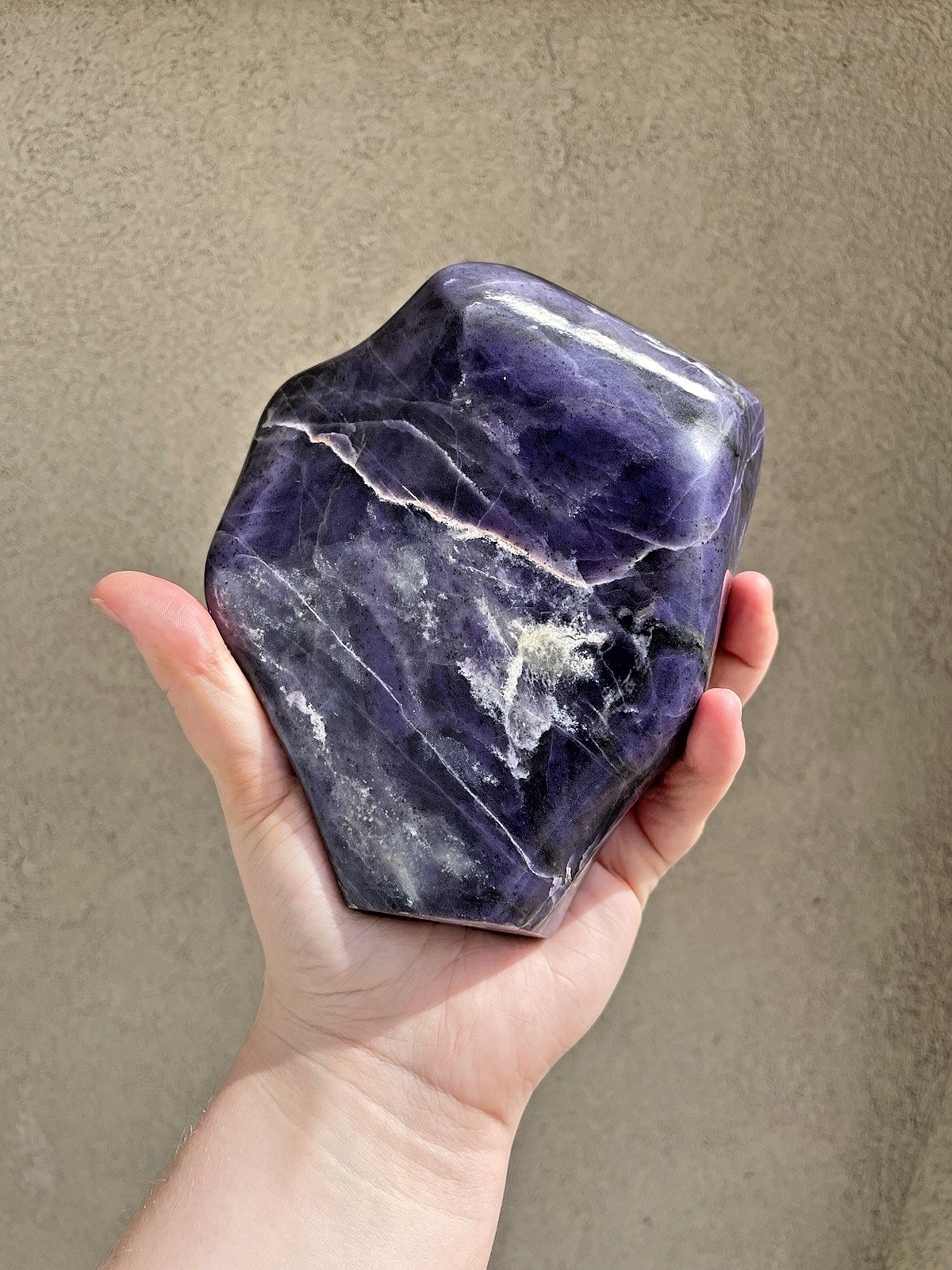 Deep Purple Morado Opal, hand carved and polished, 1806g, 3.98lbs, violet flame