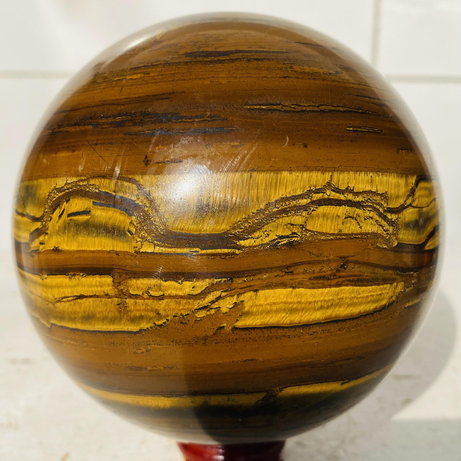 Natural tiger’s eye ball quartz crystals sphere gem reiki healing 1520g