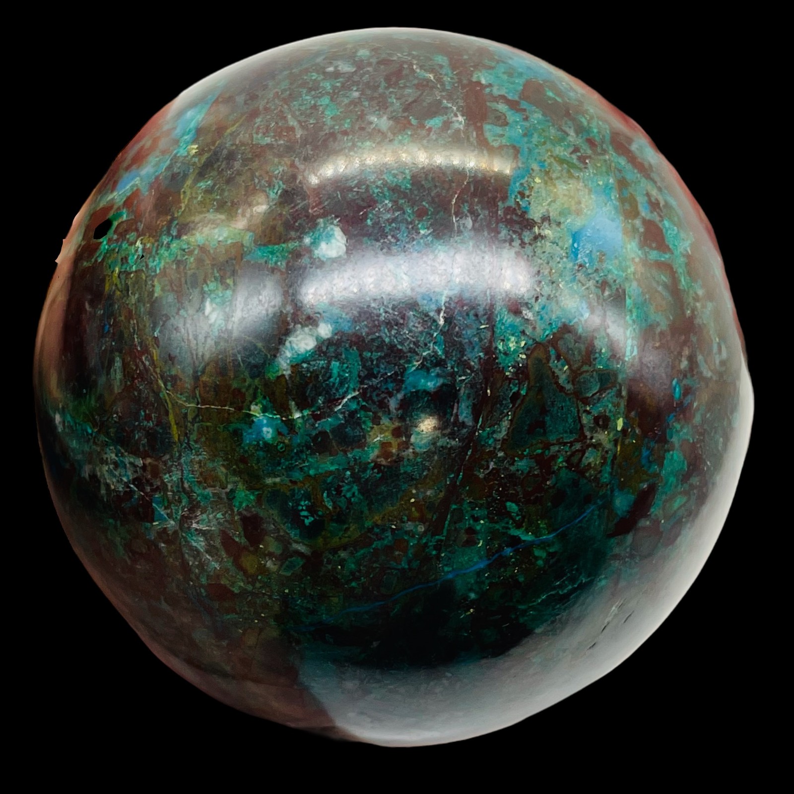Chrysocolla 444g Sphere | 2 5/8″ | Dark Green Blue | 1 Collector’s Item |