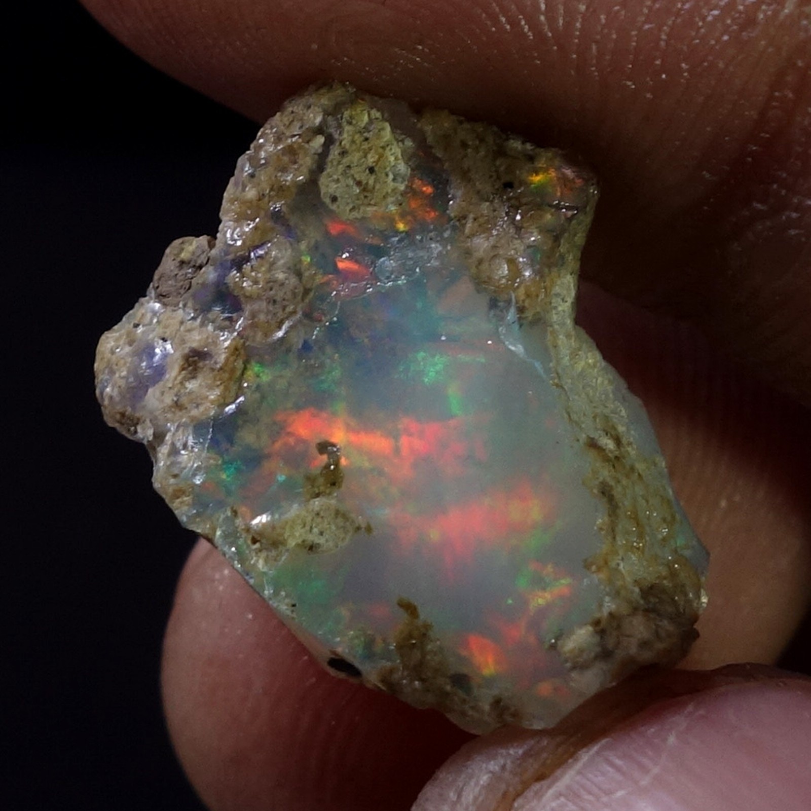 AA+ Ethiopian Dry Opal Rough Entreated Welo Opal Multi Fire Color Flash 11.20Cts