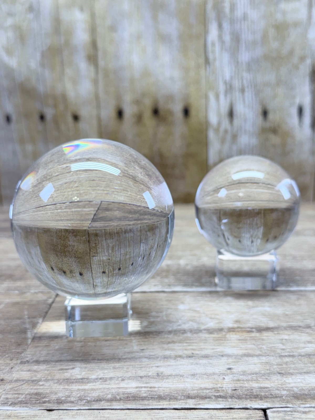 76MM & 57MM Clear Crystal Sphere Glass Balls Meditation Photo Prop Deco + Stands