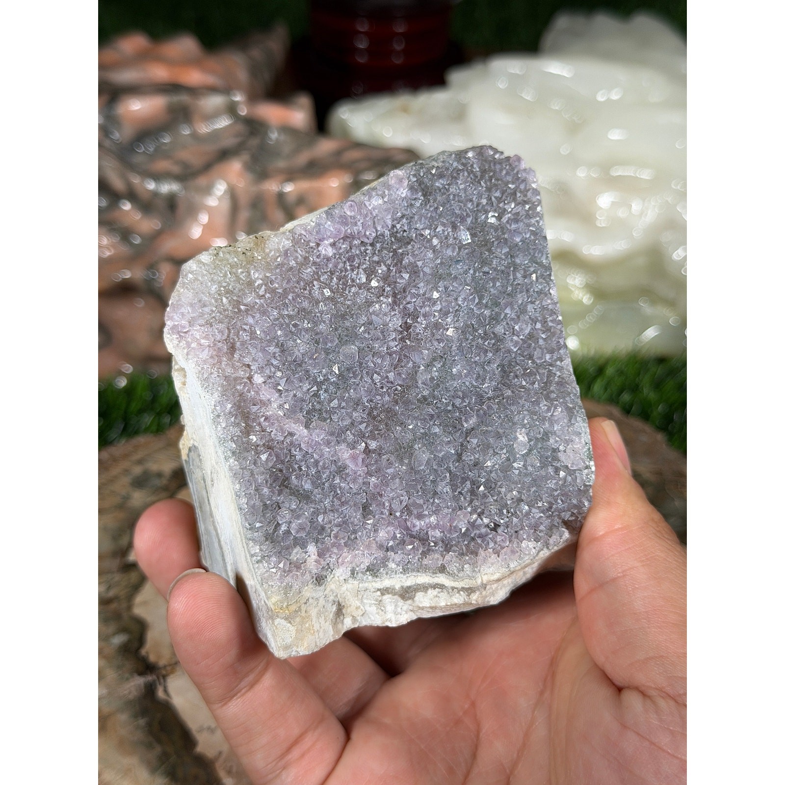 Light Purple Brazilian Amethyst Crystal Geode, 3 in,1 lb 7.3 oz