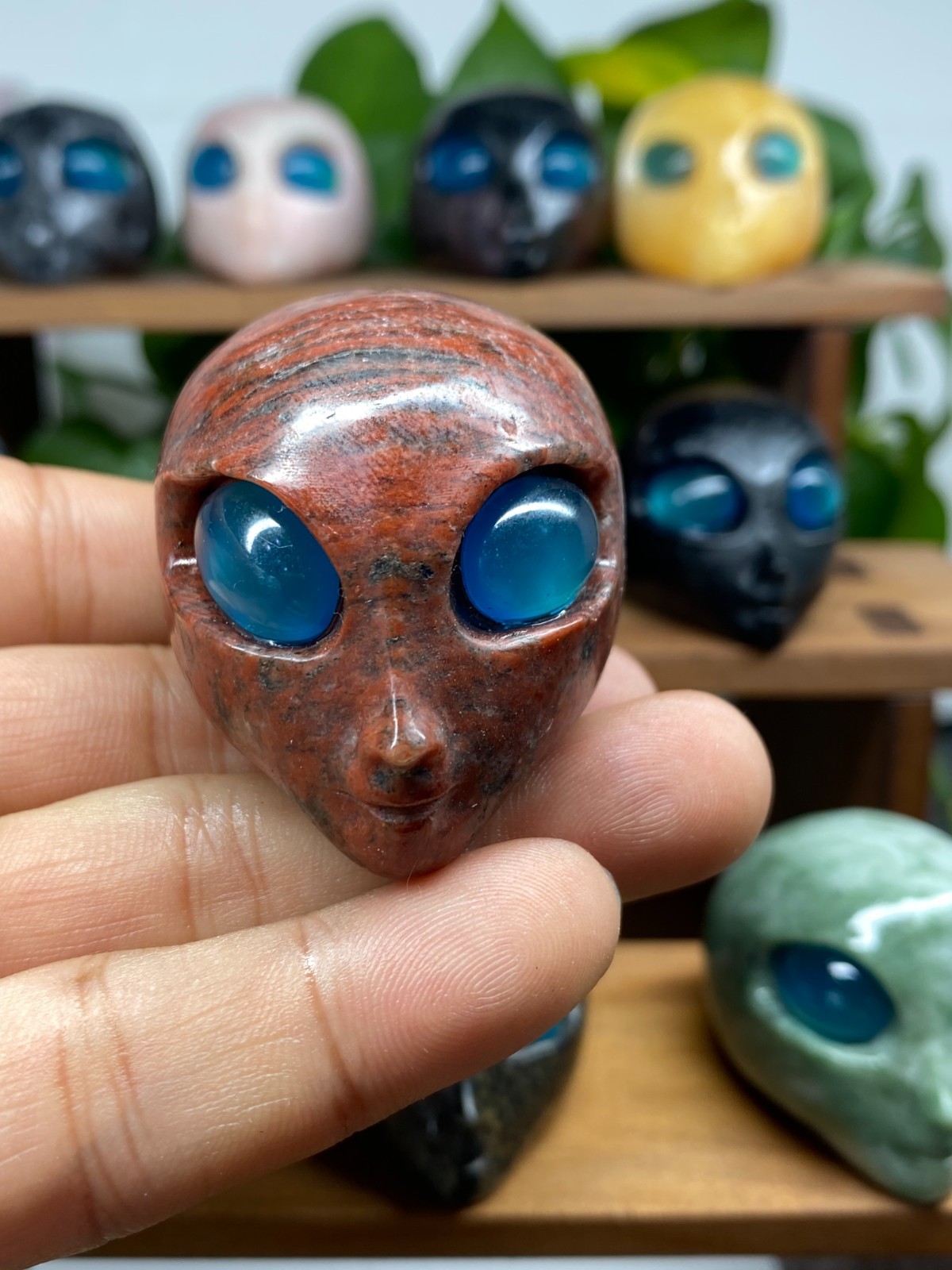 1pc Natural Mixed Quartz Crystal hand Carved Aliens skull reiki healing gift