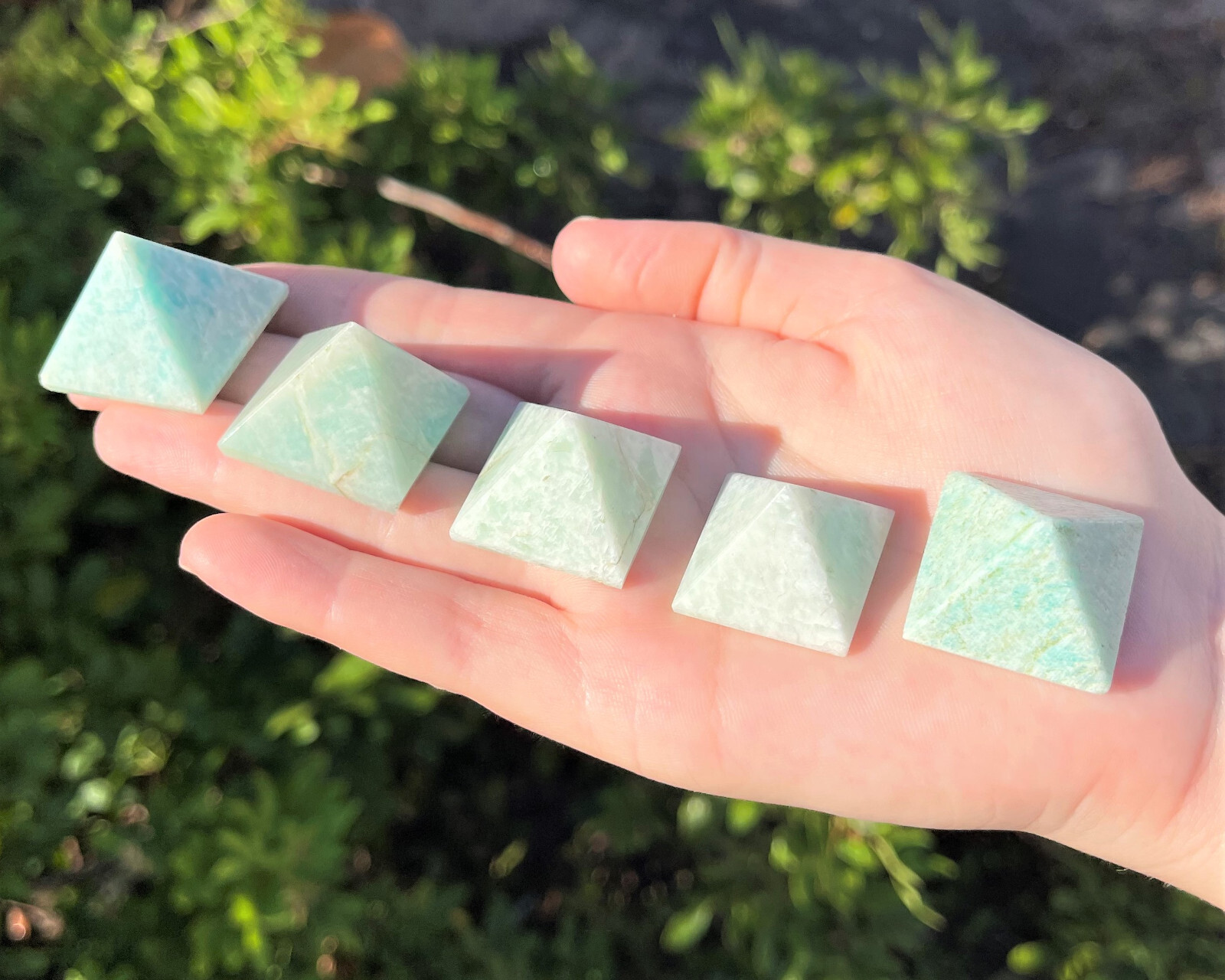 Amazonite Crystal Pyramid, 1″ – 1.25″ (Reiki Healing, Carved Amazonite Pyramid)