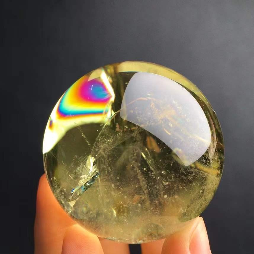 180g/51mm Natural Rainbow Citrine Quartz Sphere Crystal Energy Ball Reiki Decor