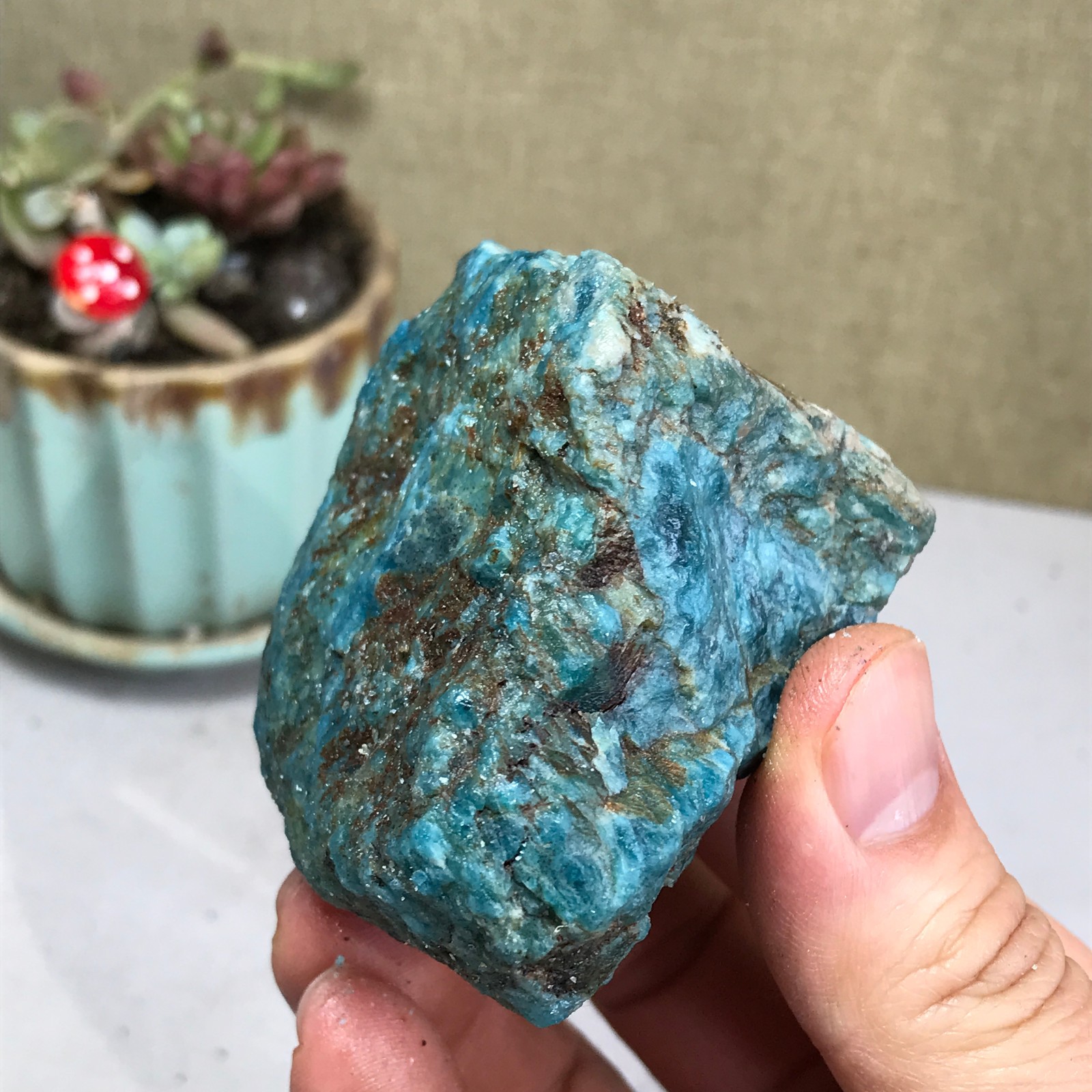 57-49-50mm Top Natural apatite Crystal uncut gemstone Mineral Specimen A4189