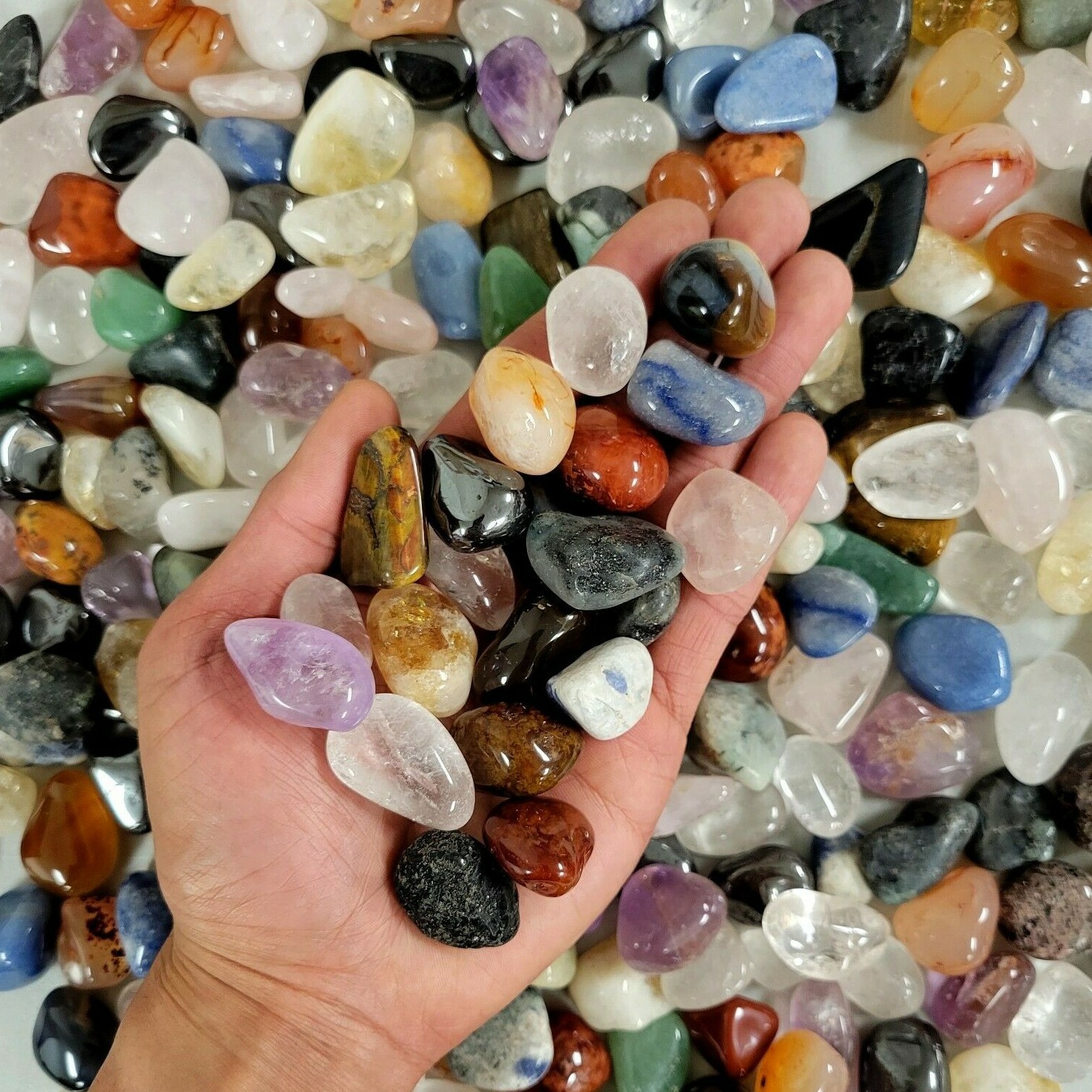 Mixed Tumbled Stones – Pendant Size 1/2″ to 1″ – Assorted Tumbled Gemstones Bulk