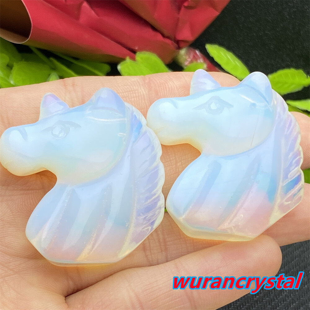 1pc Opalite Unicorn skull Quartz crystal Skull Carved gem Reiki healing 1.5”
