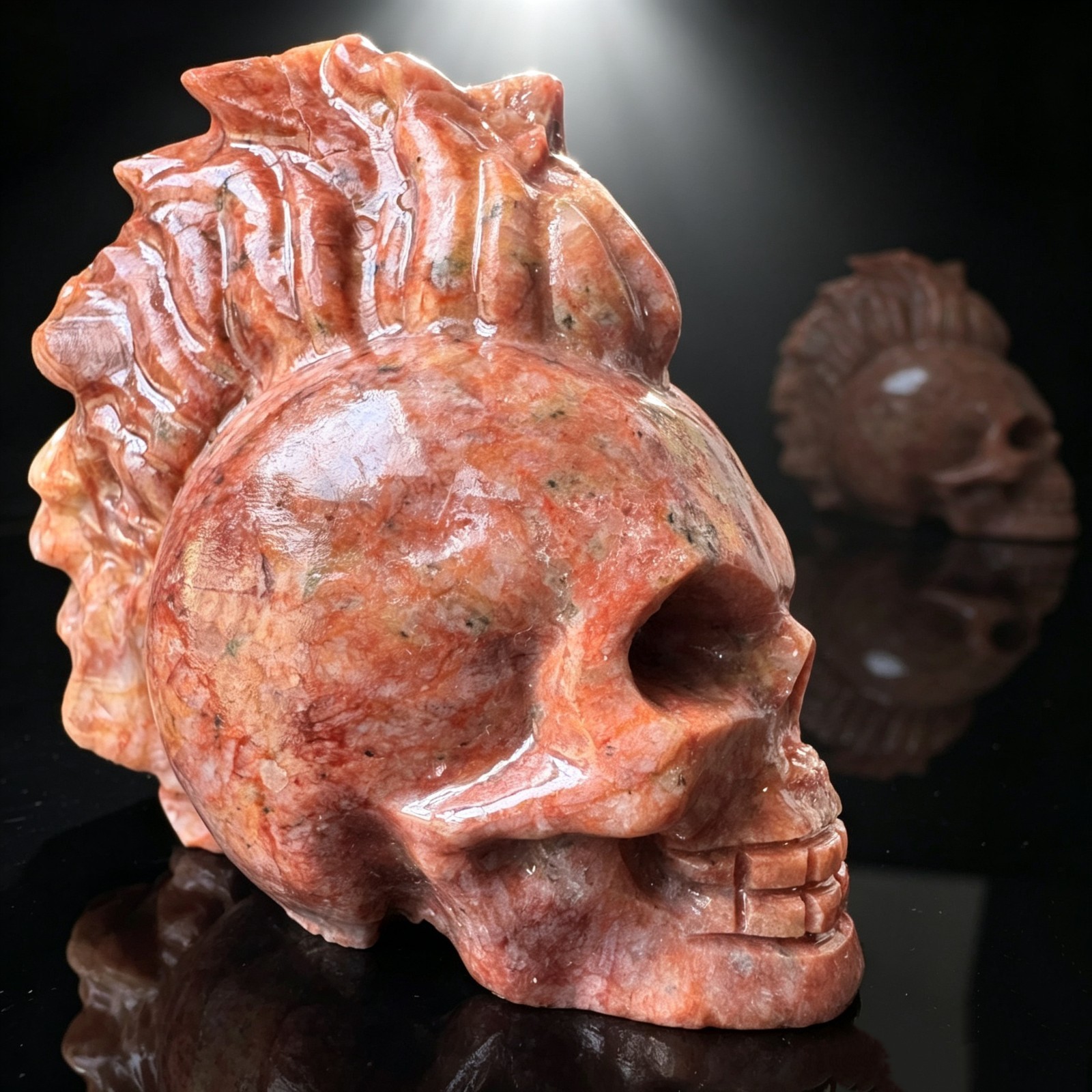 Unique Natural Stone Skull Realistic Human Head Carving Sculpture Home Decor