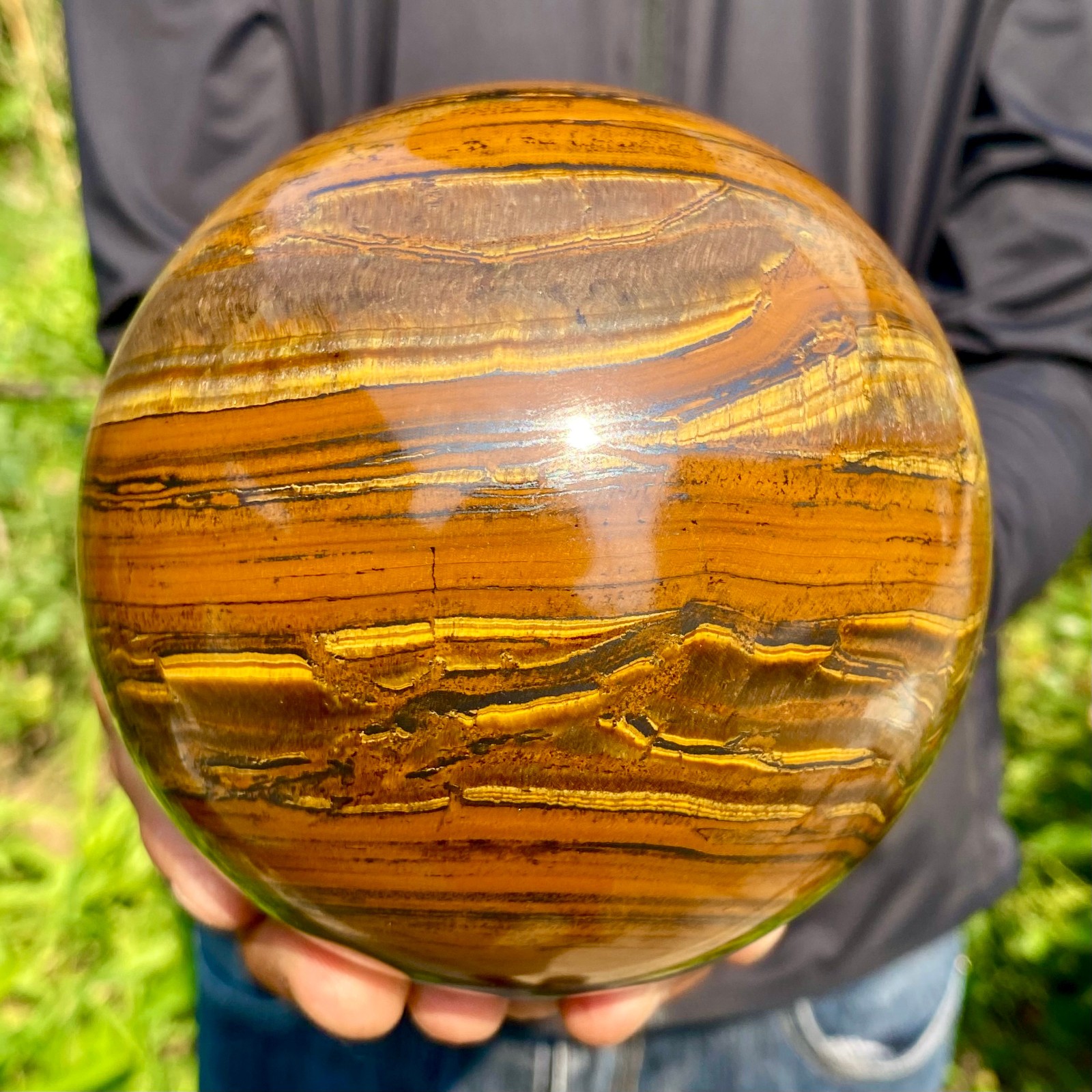 5.37LB Large Natural Tiger Eye Stone Crystal Ball Quartz Healing Sphere Décor