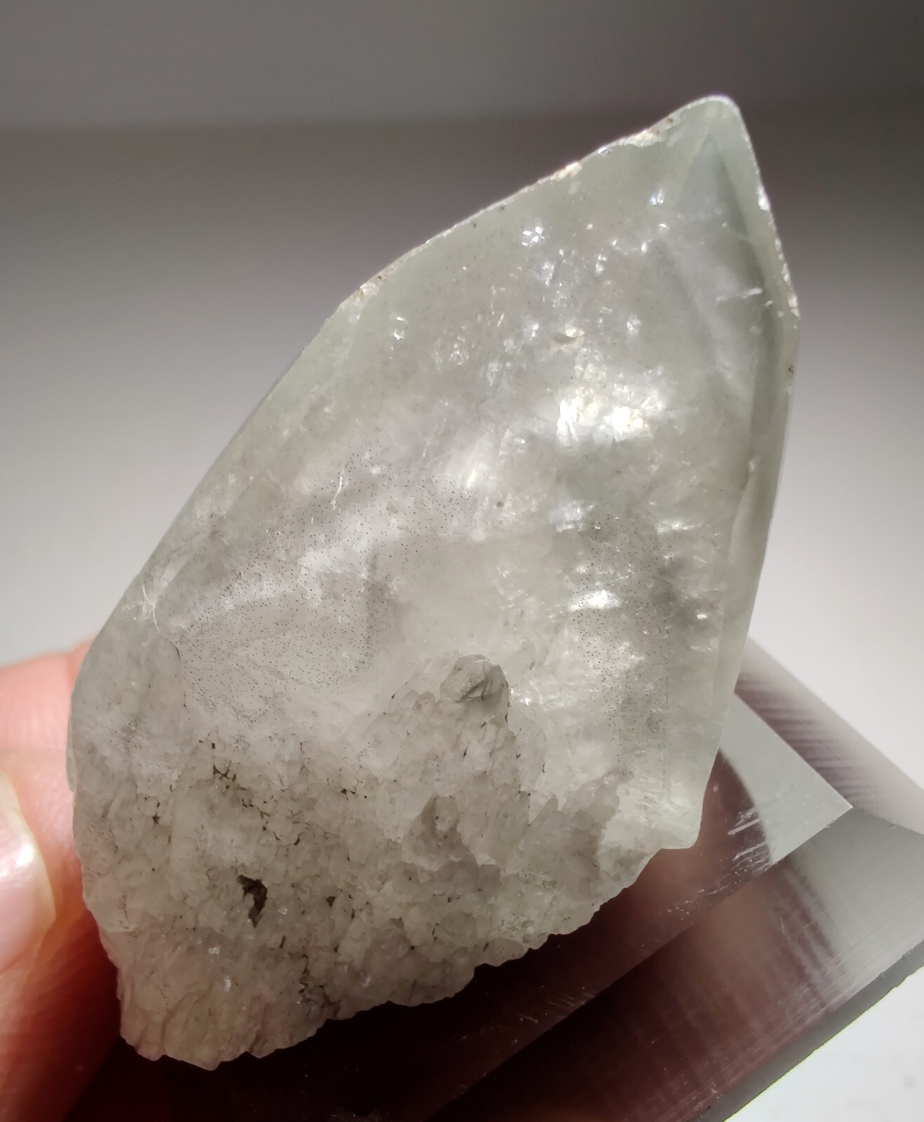 Phantom Calcite crystal with Marcasite. Vulcan Quarry, Racine, Wisconsin. 5 cm.