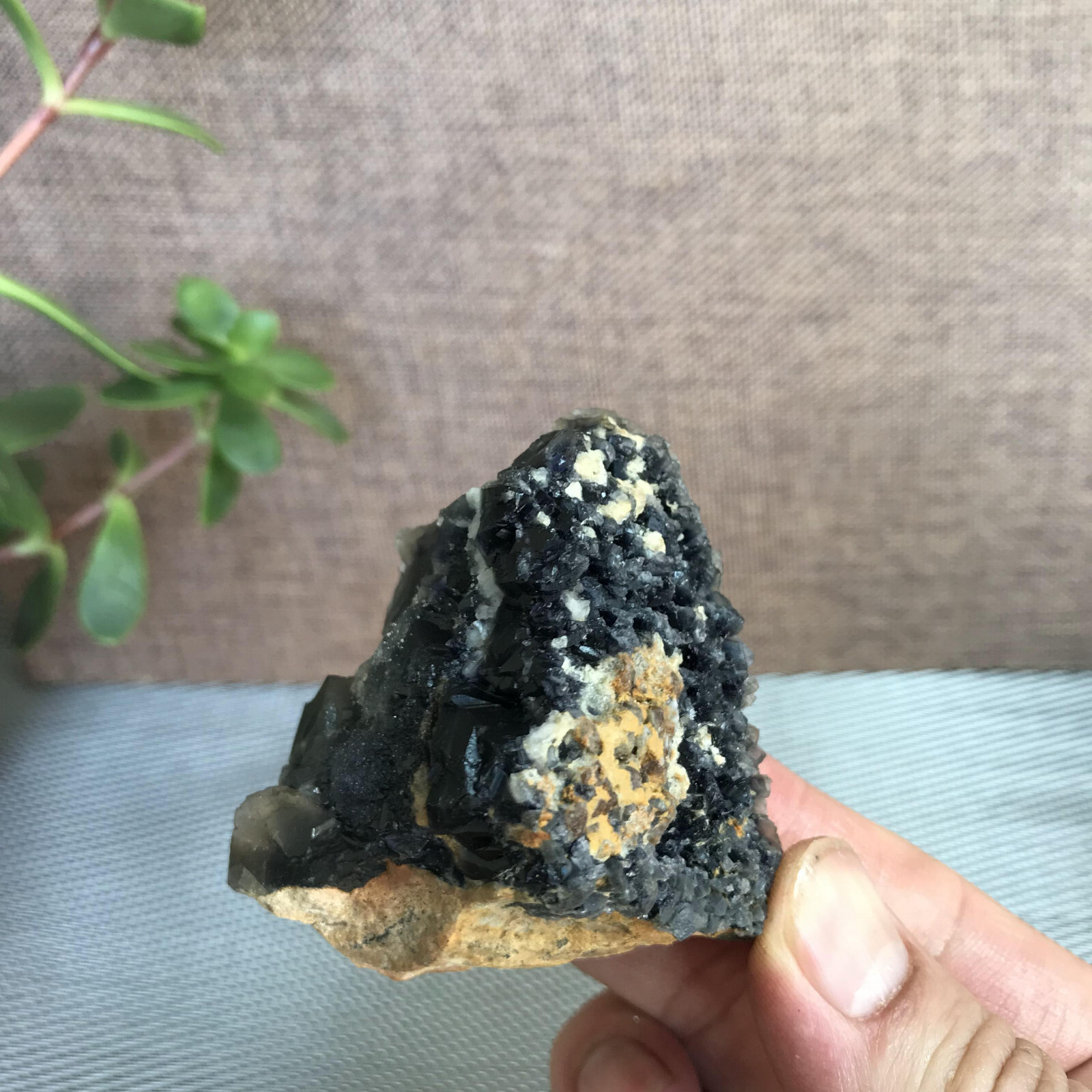58mm NATURAL Grey Cubic FLUORITE Crystal Cluster Mineral Specimen 170g A1287