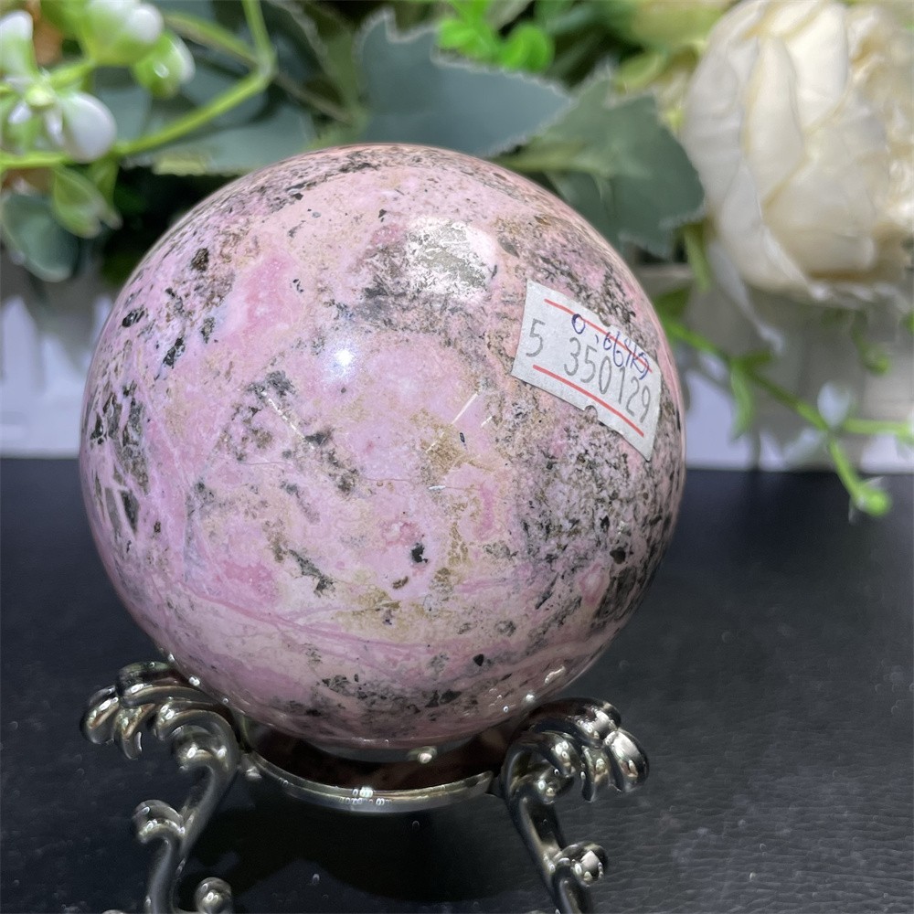 1.4LB 2.7″ Natural Peru Rhodonite Sphere Ball Crystal Quartz Decor Healing