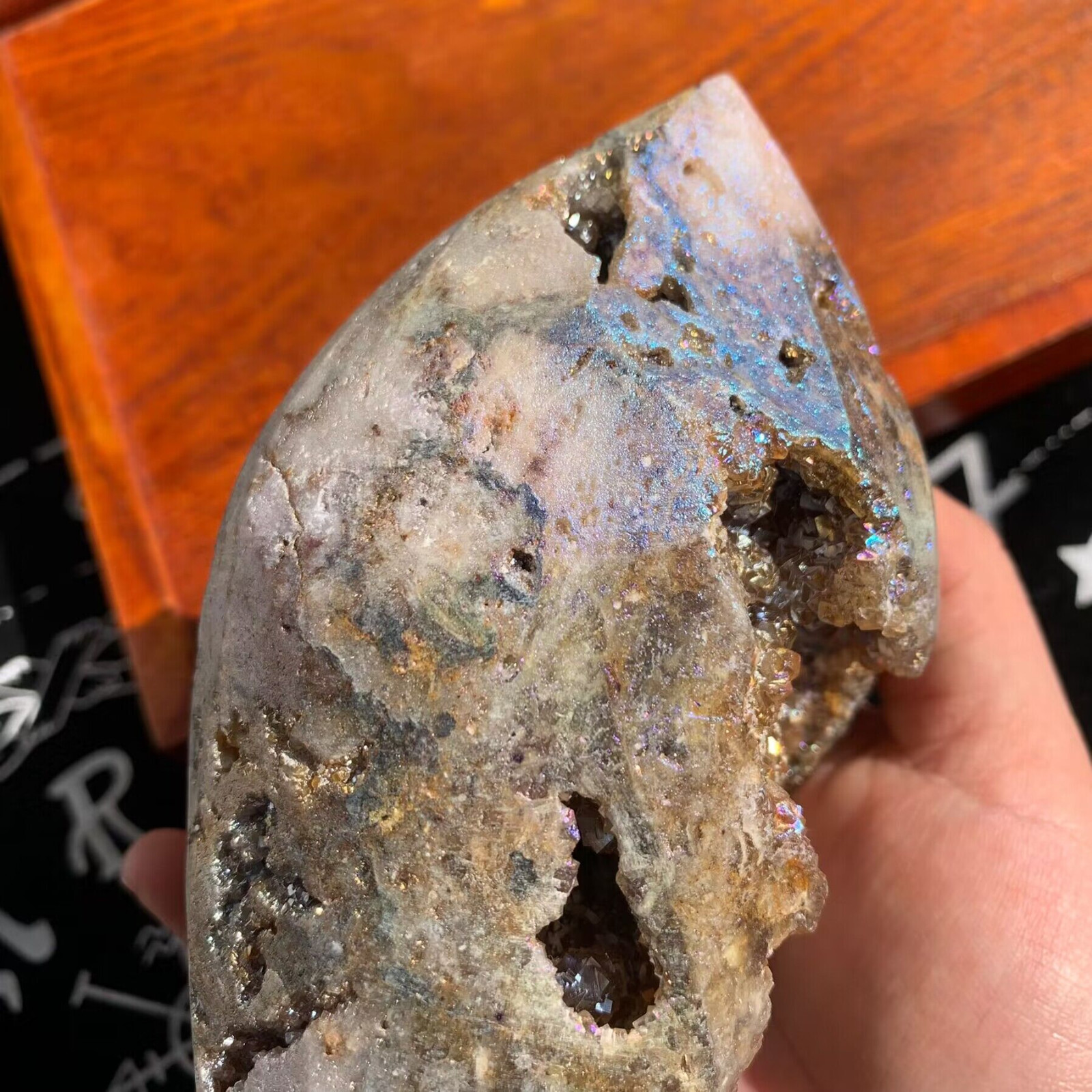 821g Angel Aura Sphalerite Freeform Point Druzy Stone Crystal Specimen Decor