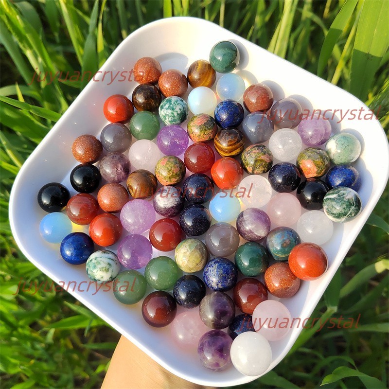 100pcs MIX Natural Crystal mini 15mm Sphere Quartz Crystal Ball Reiki Healing