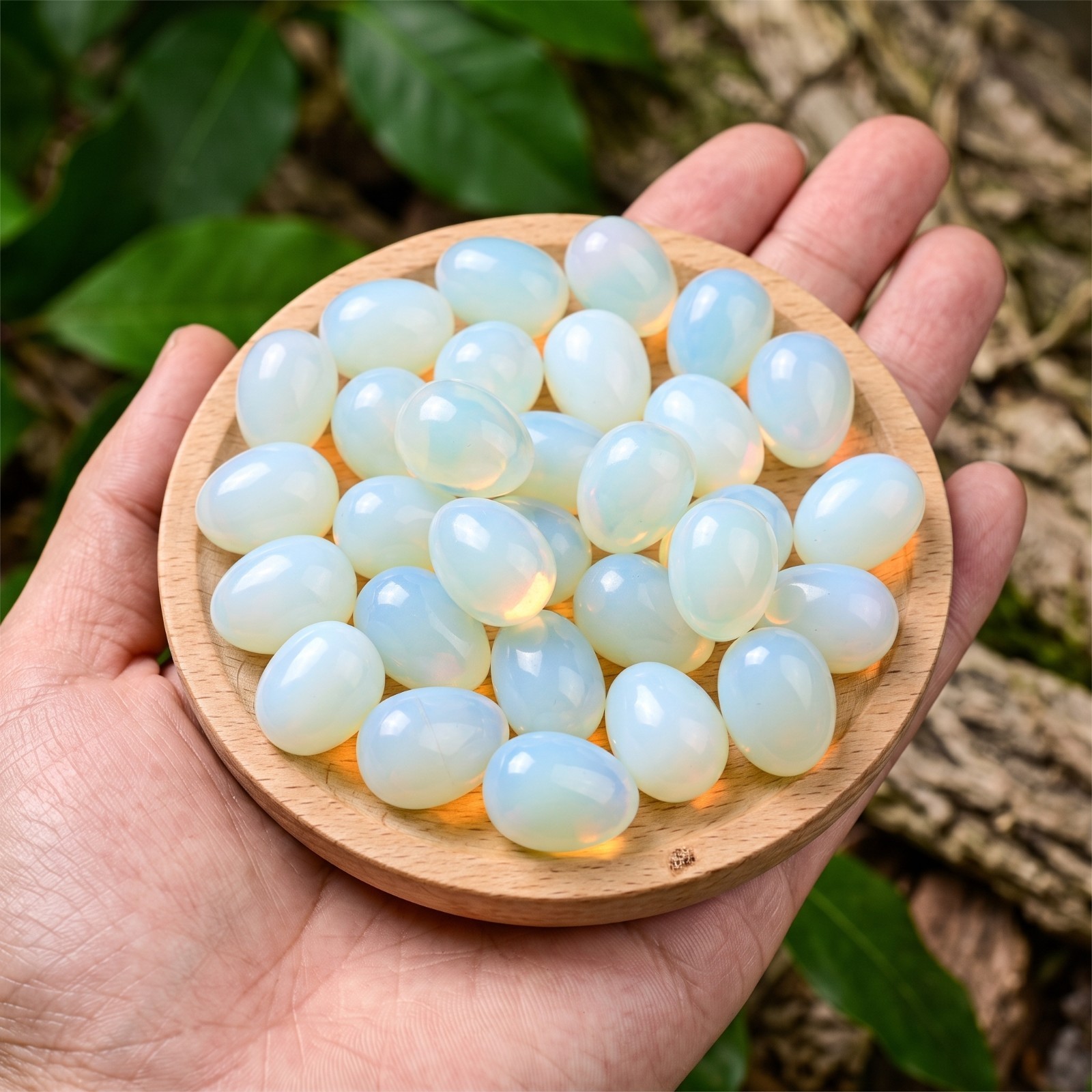 Natural Opalite Mini Egg Tumbled Stone Polished Palm Worry Stone Chakra Healing