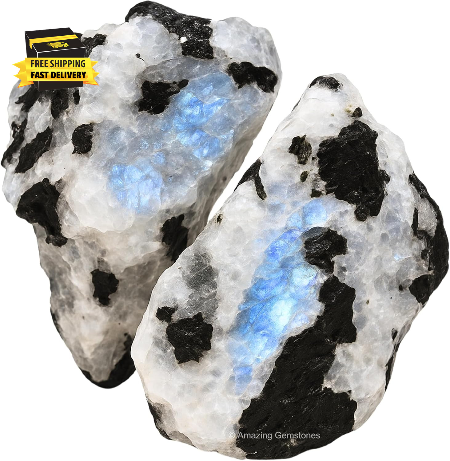 Rainbow Moonstone Raw Crystals and Healing Stones, Natural Rocks for Tumbling –