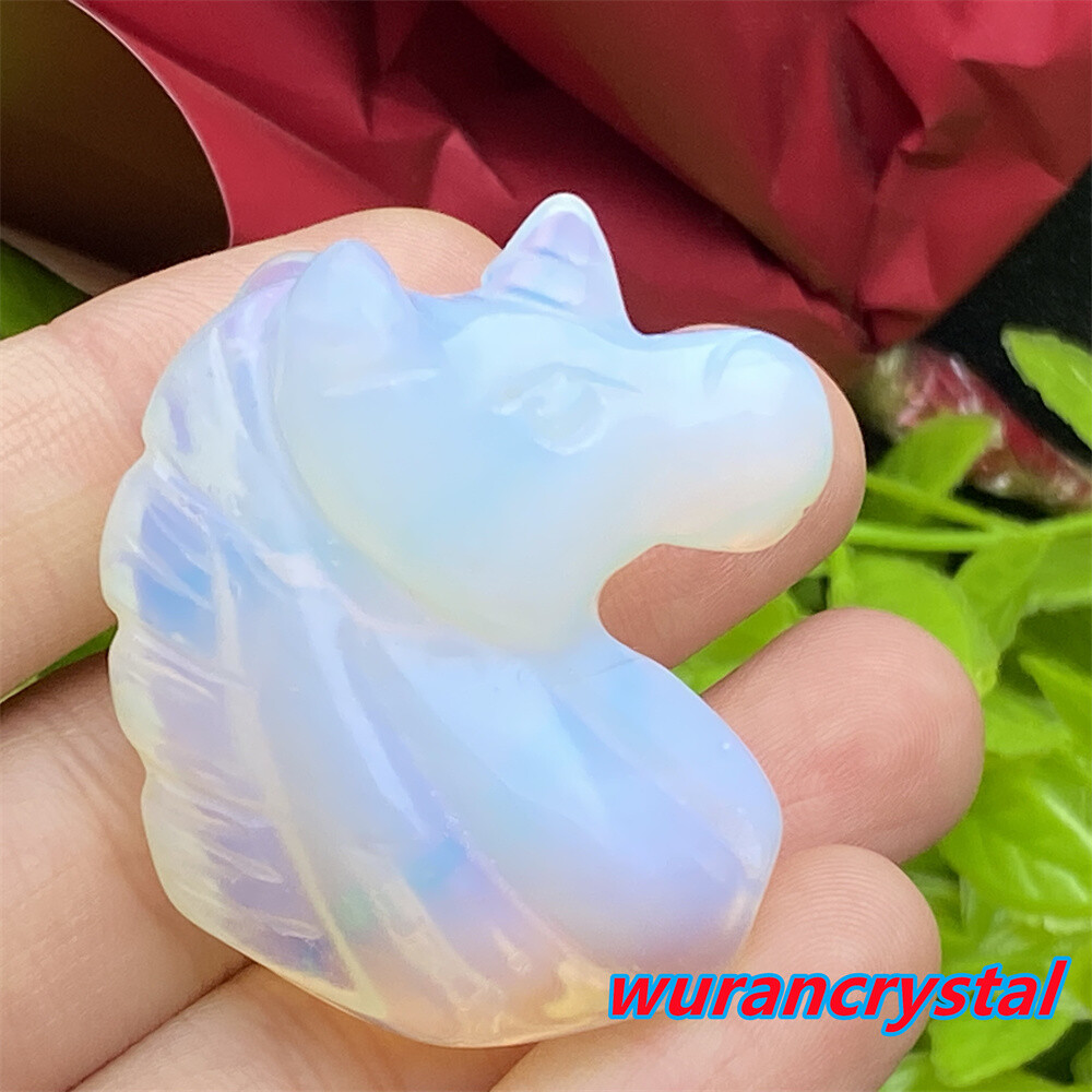 1pc Opalite Unicorn skull Quartz crystal Skull Carved gem Reiki healing 1.5”