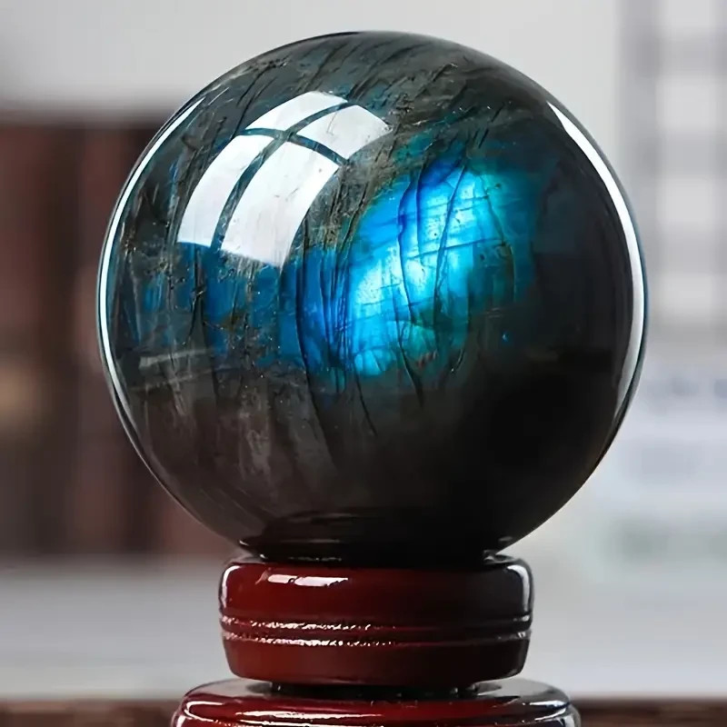 Large Natural Labradorite Sphere Polished Handcraft Ball Blue 2.76-3.15in 7-8 cm