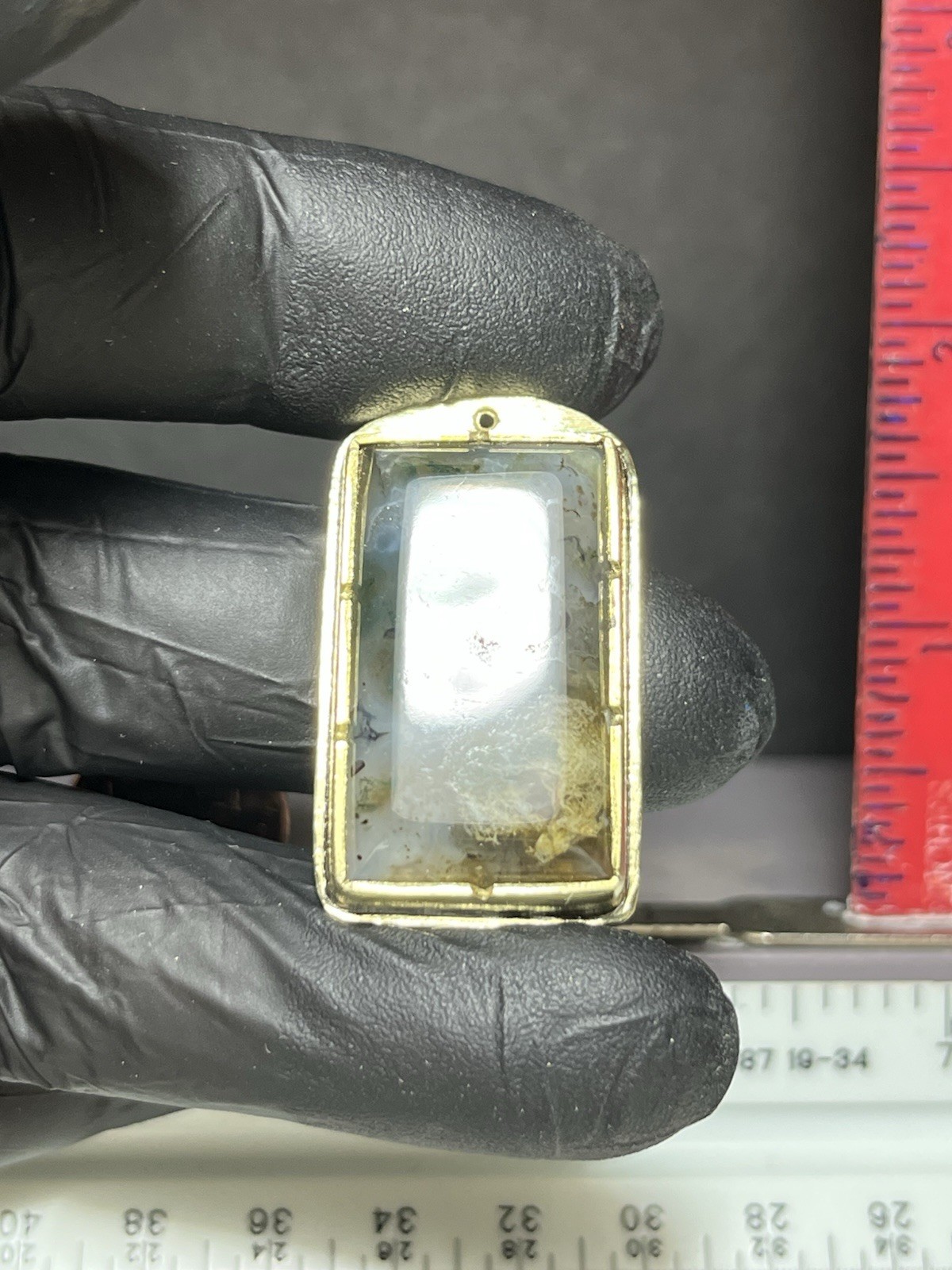 Moss Agate/brass Pendant/J-89