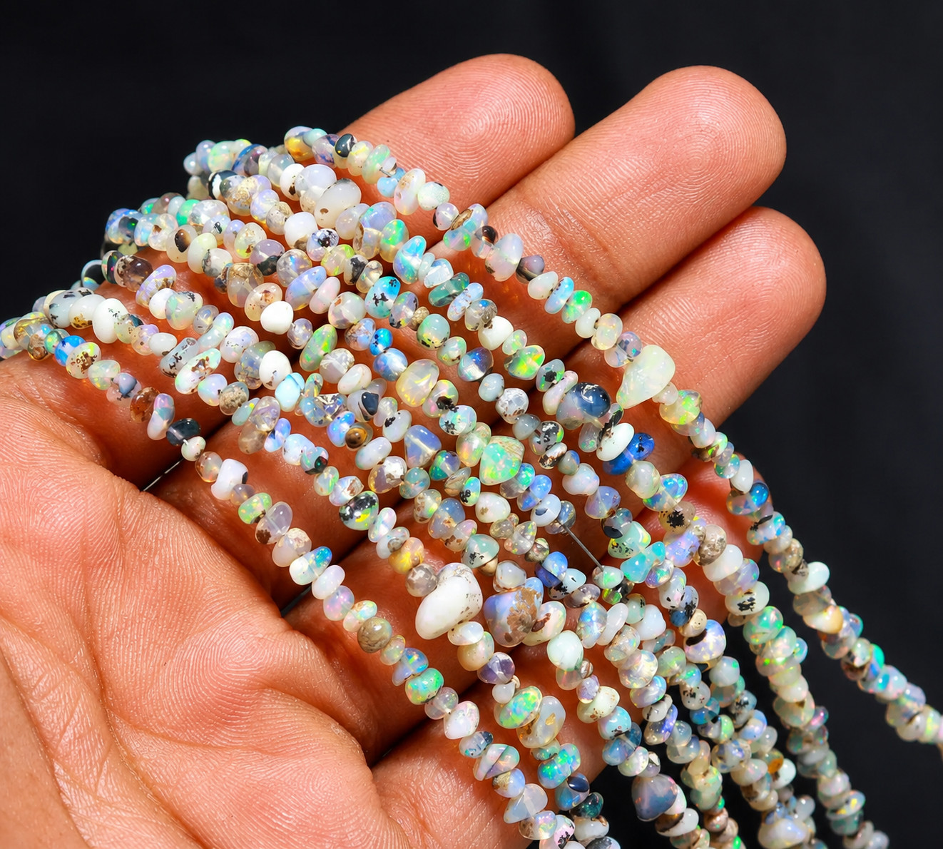 Natural Ethiopian Opal Chip Beads for Jewelry Making (3-4 MM)