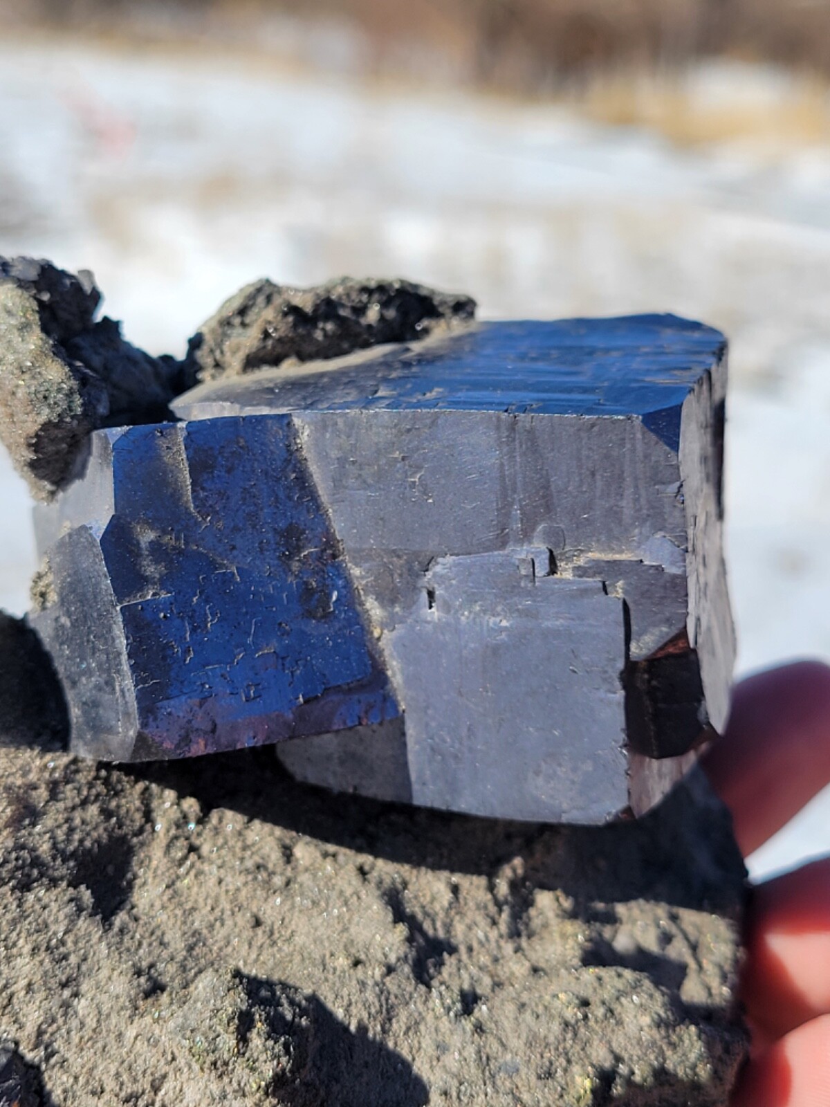 Giant Galena Cube with Pyrrhotite on Dolomite Matrix from Missouri