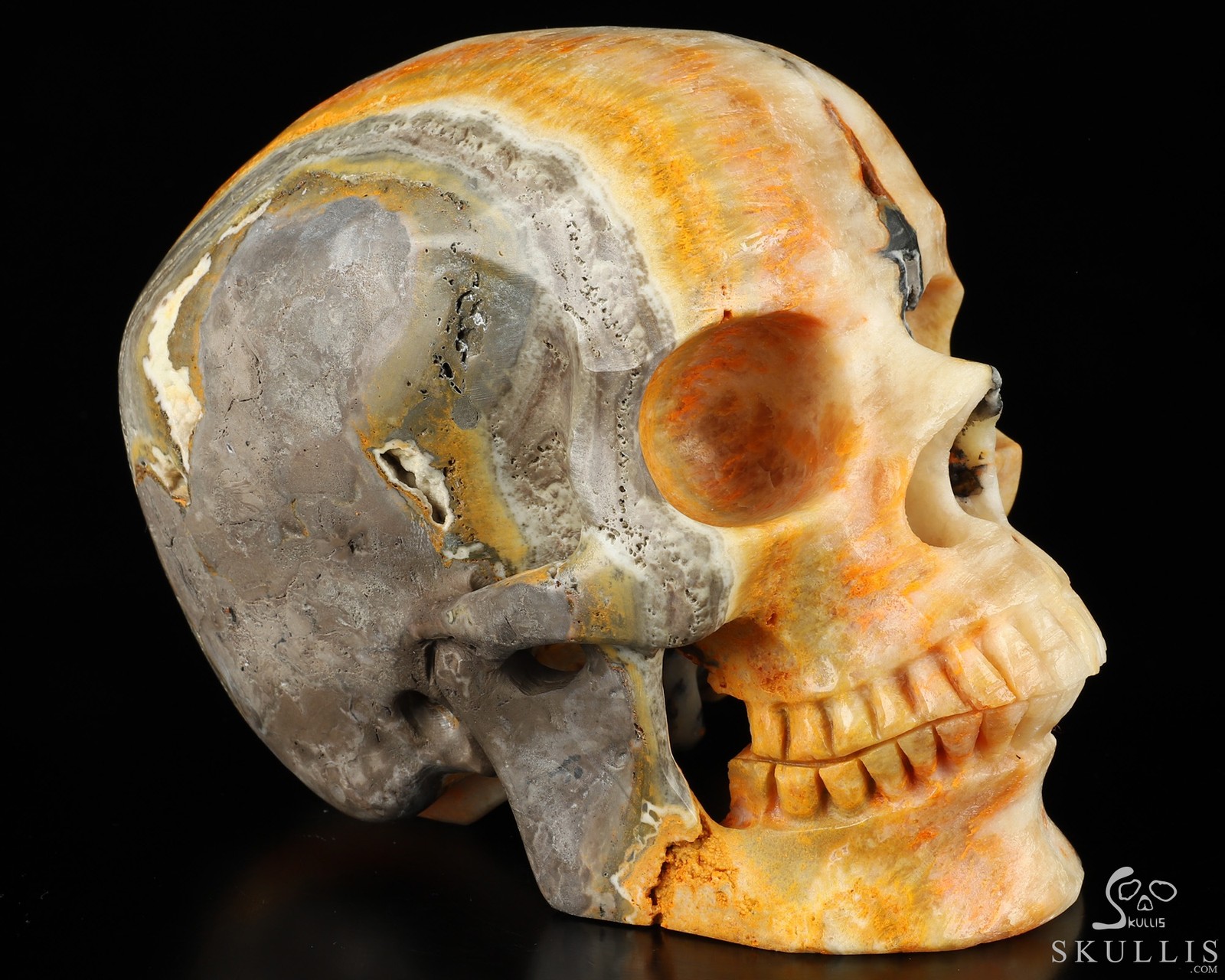 Gemstone Super Realistic! Lifesized 7.0″ Bumble Bee Jasper Crystal Skull