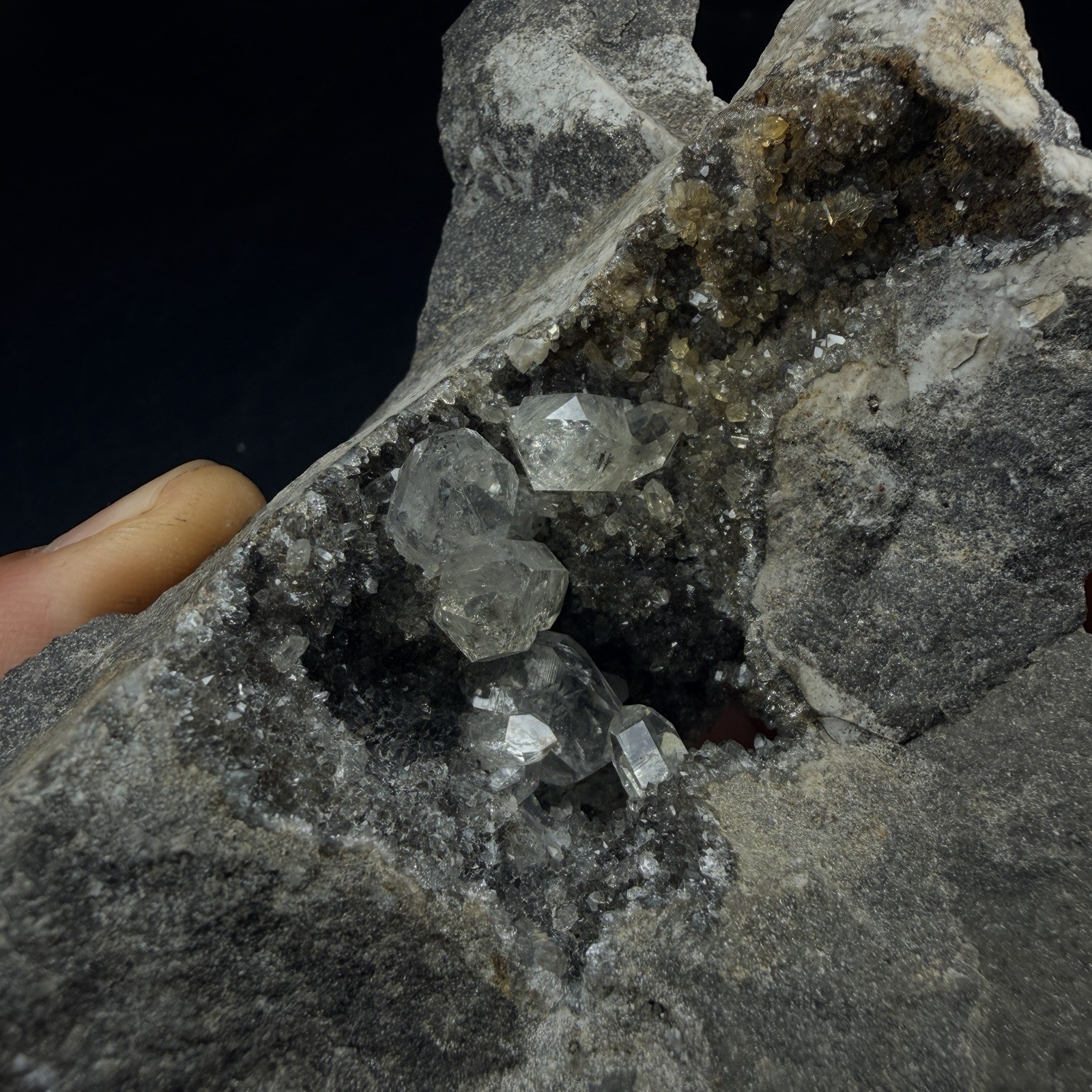 Herkimer Diamond Quartz Crystals on Druse Vug Matrix / New York *VIDEO*
