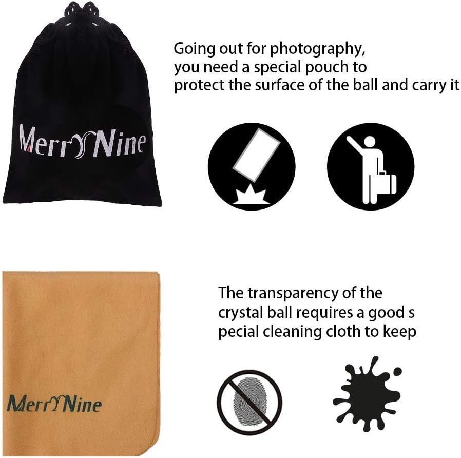 MerryNine 80mm/3.15″ Photograph K9 Crystal Ball with Stylish Clear-clear